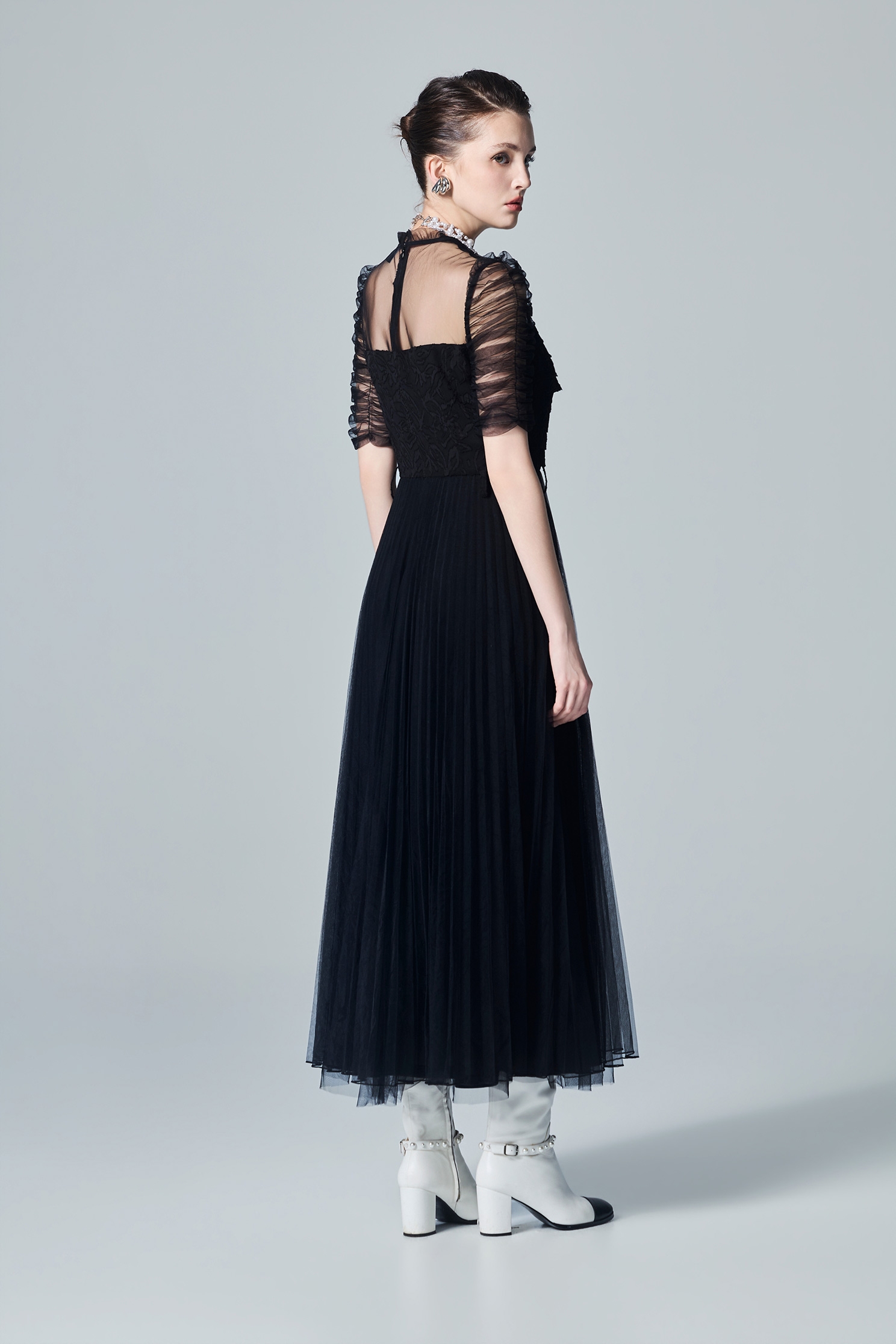 Pleated Tulle Black DressPleated Tulle Black Dress,Dresses,Season (AW) Look,Mesh fabric,Chiffon,Black dresses