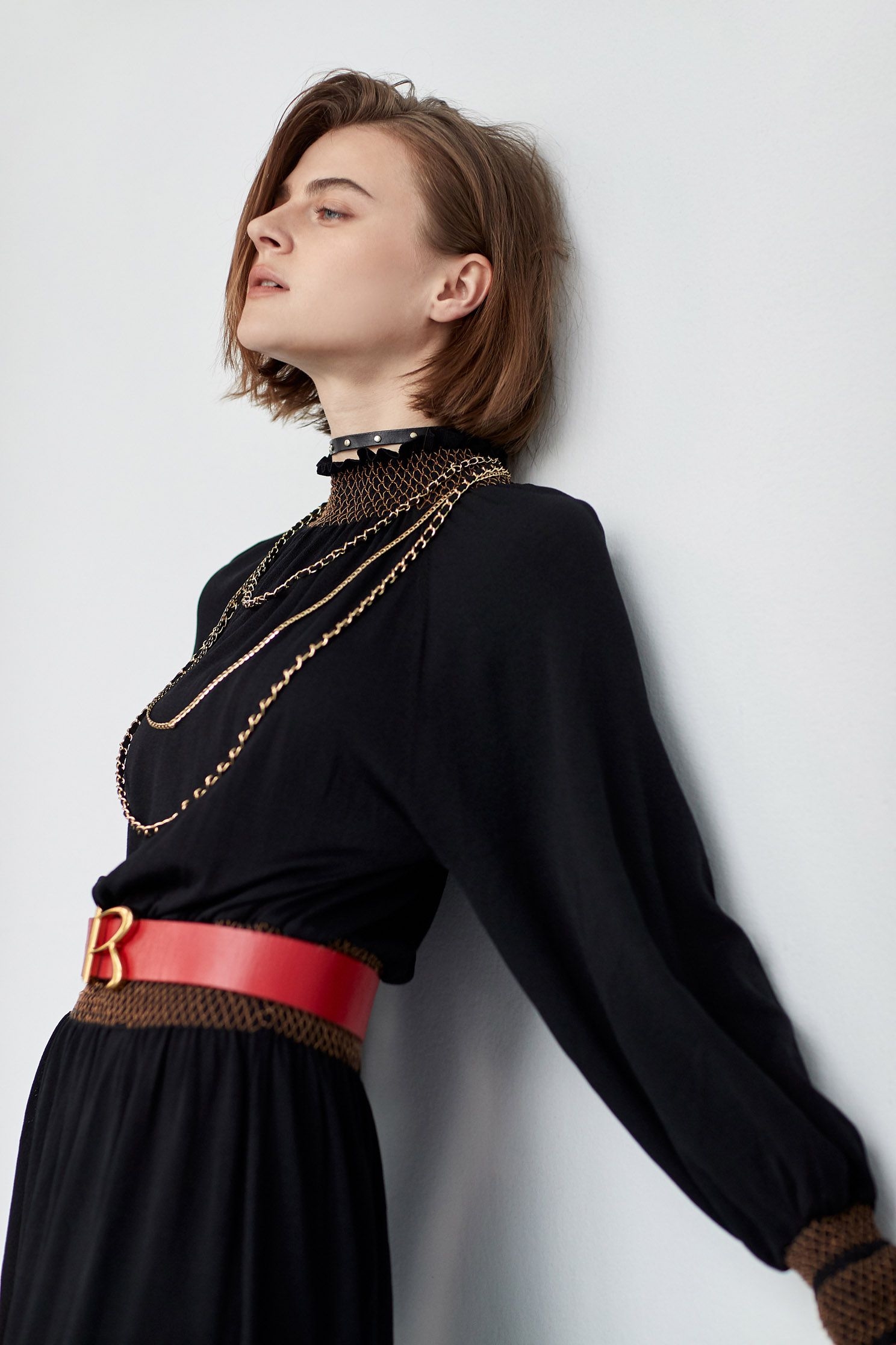 Brown Trim Contrast Knit DressBohemian style knit long dress,Dresses,Rayon,Knitted dresses,travelwear,Party Looks,Season (AW) Look,slimlooks,Knitted,Knitted dresses,Black dresses