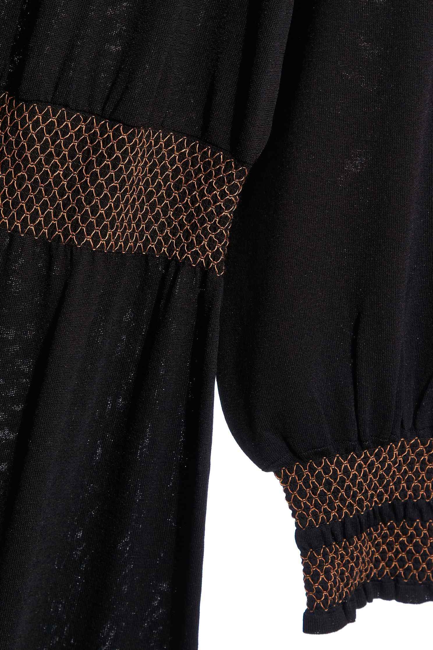 Brown Trim Contrast Knit DressBohemian style knit long dress,Dresses,Rayon,Knitted dresses,travelwear,Party Looks,Season (AW) Look,slimlooks,Knitted,Knitted dresses,Black dresses