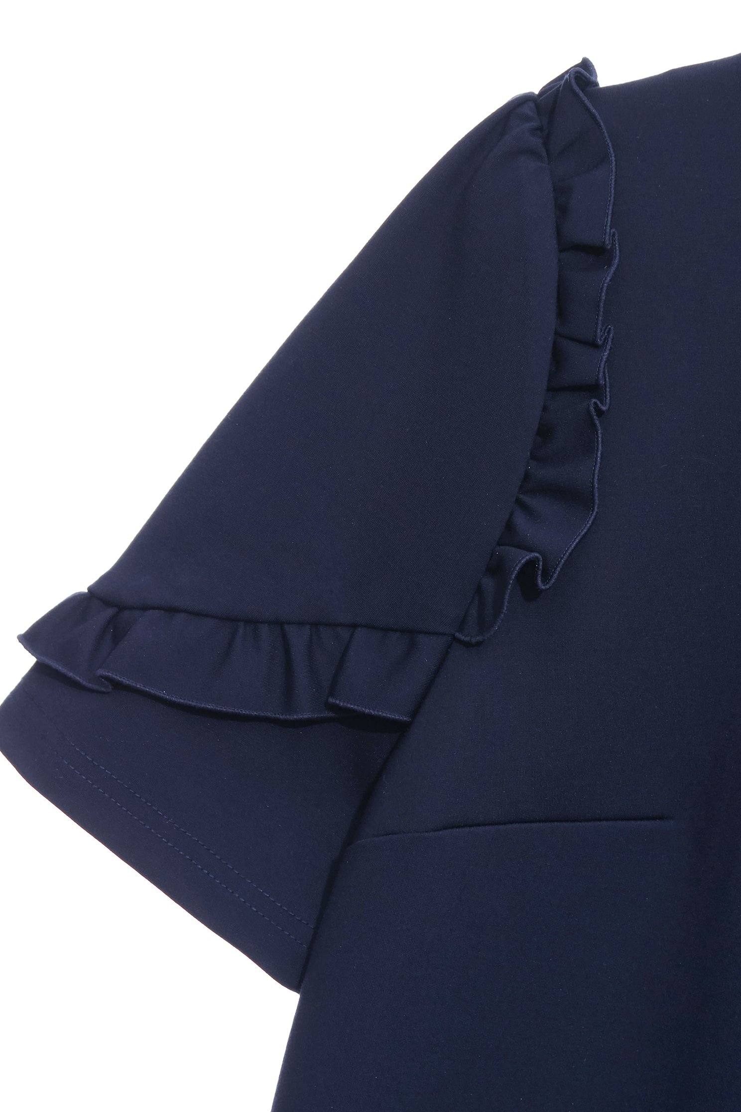 Navy Short Sleeve Ruffle Trim Detail DressNavy Short Sleeve Ruffle Trim Detail Dress,Dresses,Season (AW) Look