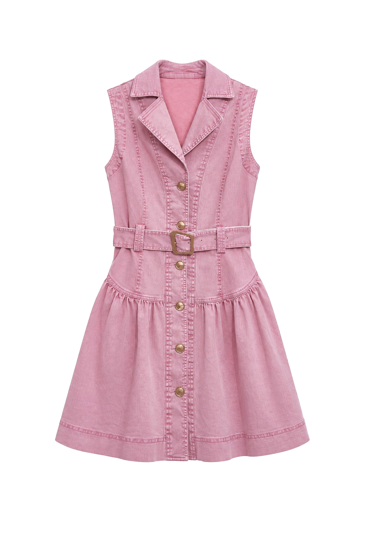 Pink Denim Sleeveless DressPink Denim Sleeveless Dress,Dresses,Denim,Season (AW) Look