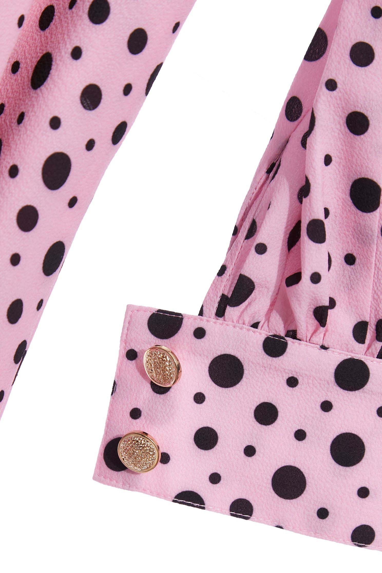 Black Polk Dot Pink Maxi DressLoose-fitting dotted long dress with belt,Dresses,Printed dresses,mothergift,dotcollection,Season (AW) Look,Belts,Lace,dresses,Maxi dresses