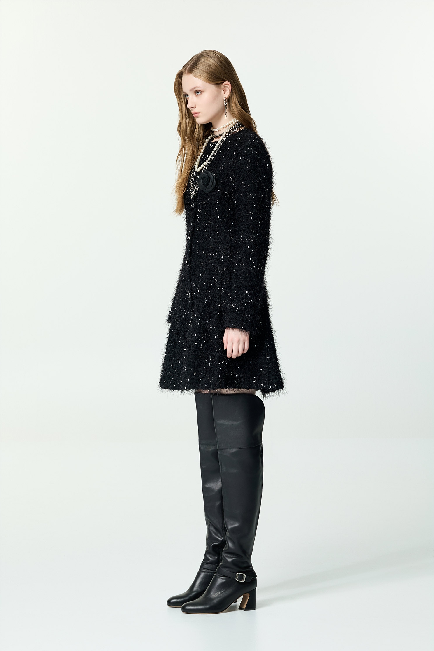 Fringe Detail Long Sleeve Sequin DressFringe Detail Long Sleeve Sequin Dress,Dresses,Season (AW) Look,Black dresses