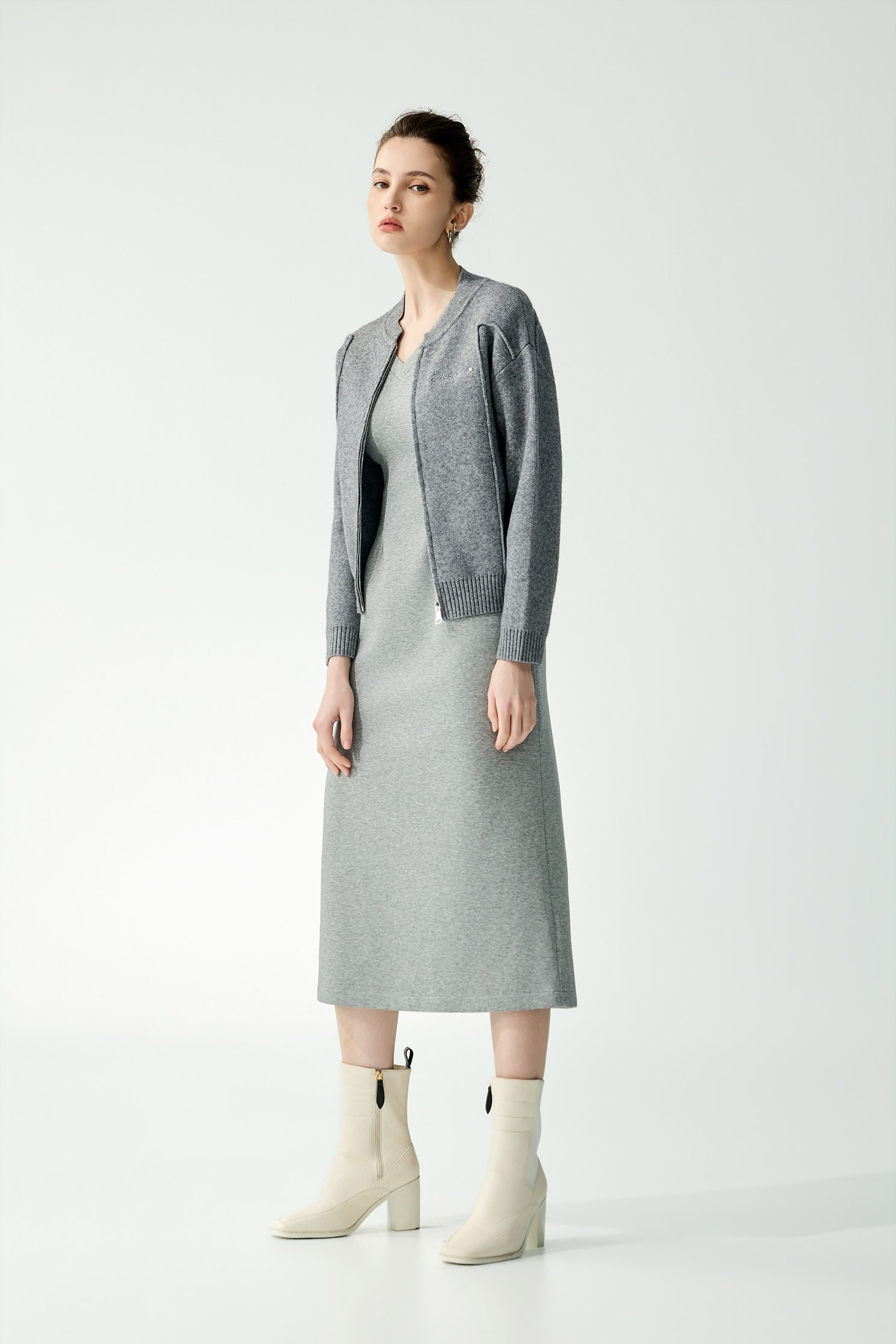 V-neck Grey Sleeveless Maxi DressV-neck Grey Sleeveless Maxi Dress,Dresses,Season (AW) Look