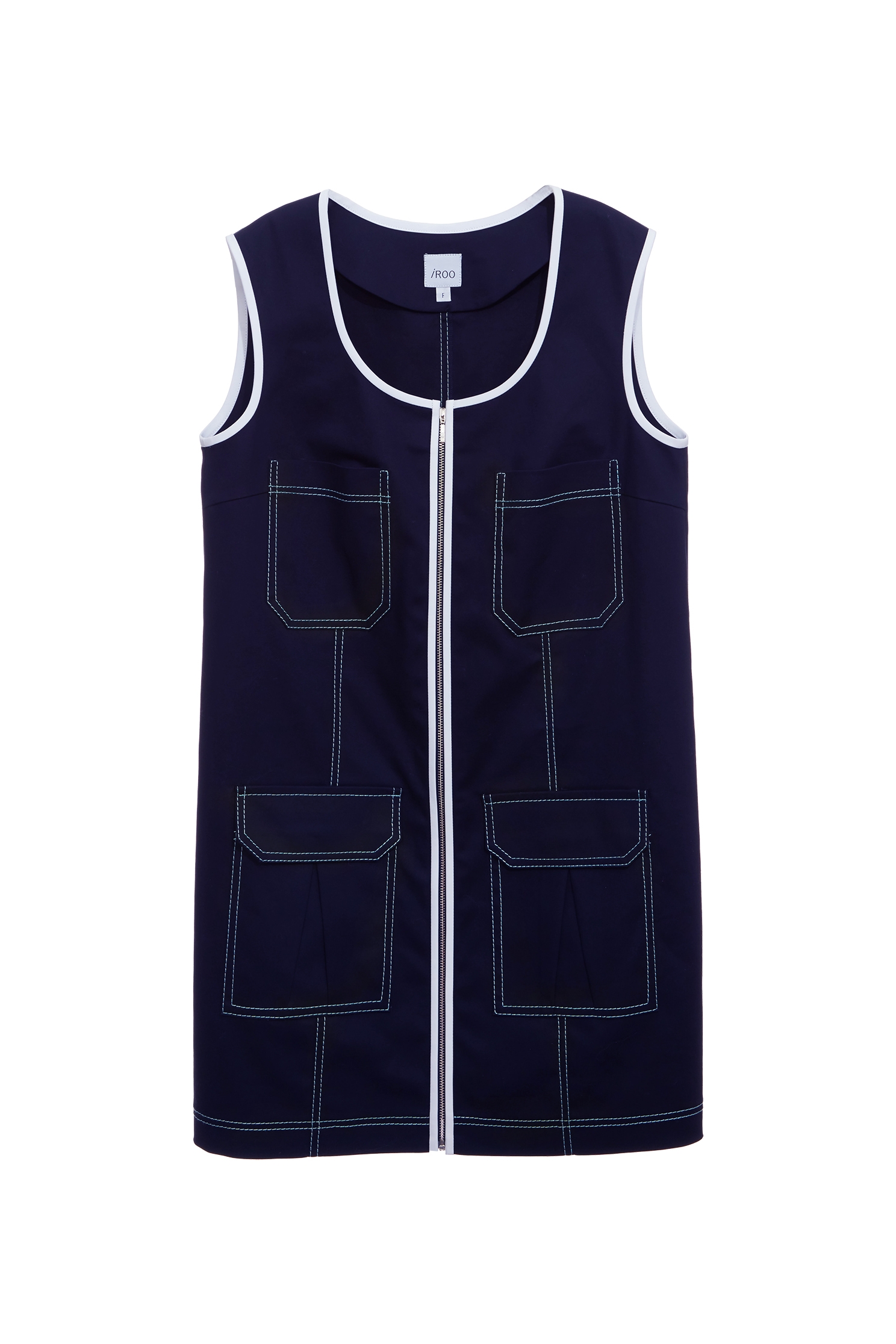 Contrast Detail Sleeveless DressContrast Detail Sleeveless Dress,U-neck dresses,Season (SS) Look