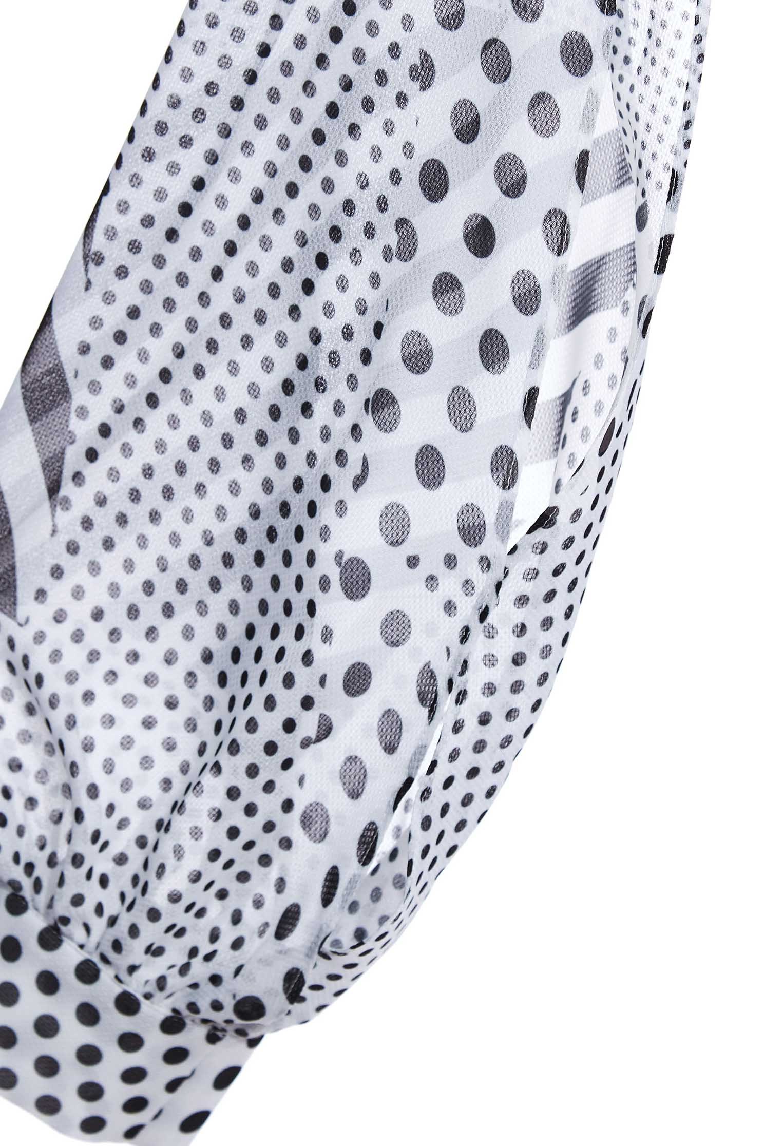 Contrast Dotted With Stripe Printed DressBlack and white dot chiffon long dress,Dresses,Printed dresses,Chiffon dresses,Season (SS) Look,mothergift,dotcollection,White dresses,iROO LIVE,sleeveless tops,Cutwork details dresses,dresses,Long sleeve dresses,Chiffon,Chiffon dresses