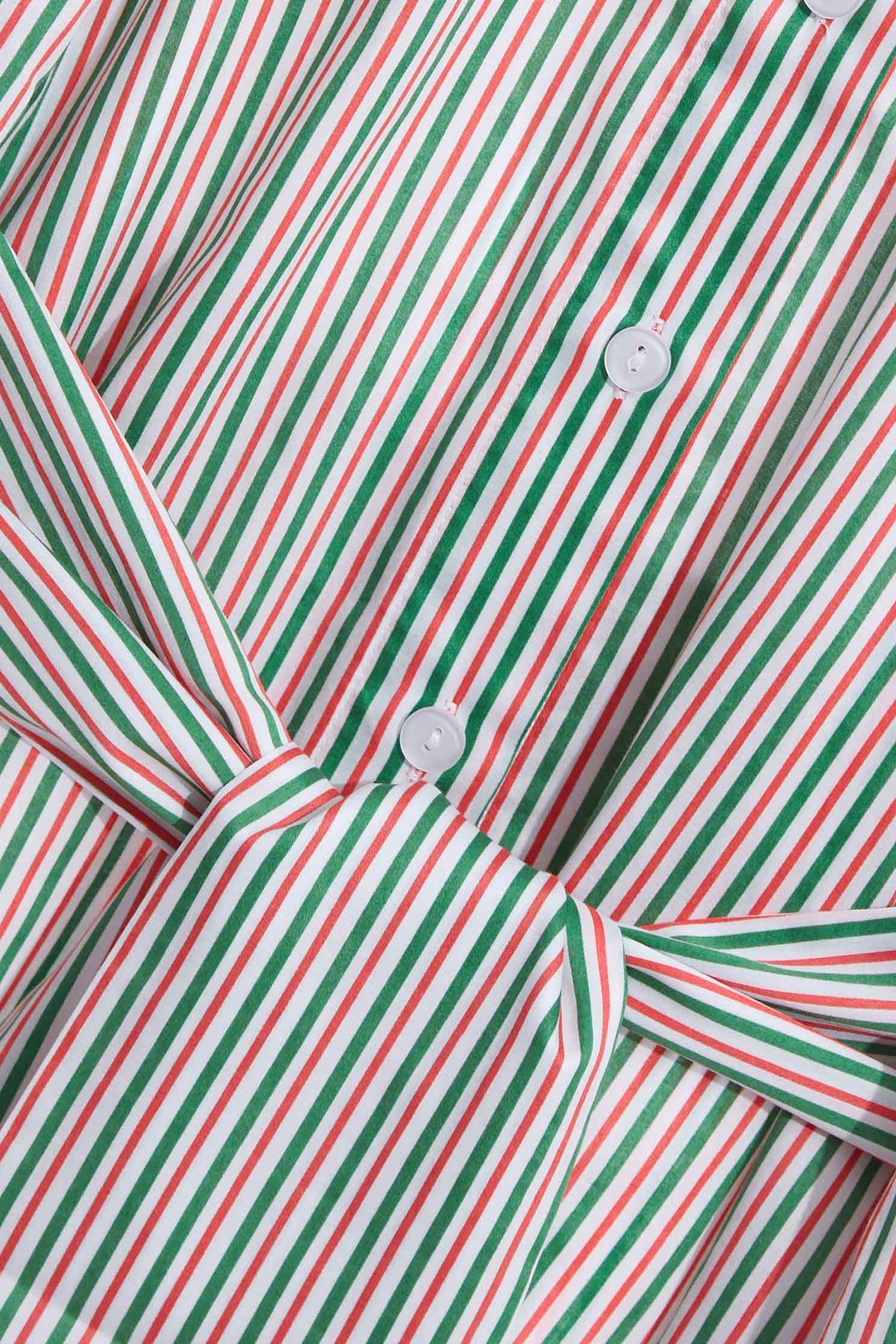 Red & Green Pinstripe Shirt DressColored striped shirt long dress,Dresses,Queen,Season (SS) Look,Stripe,iROO LIVE,Belts,Blouses,Maxi dresses,Long shirts