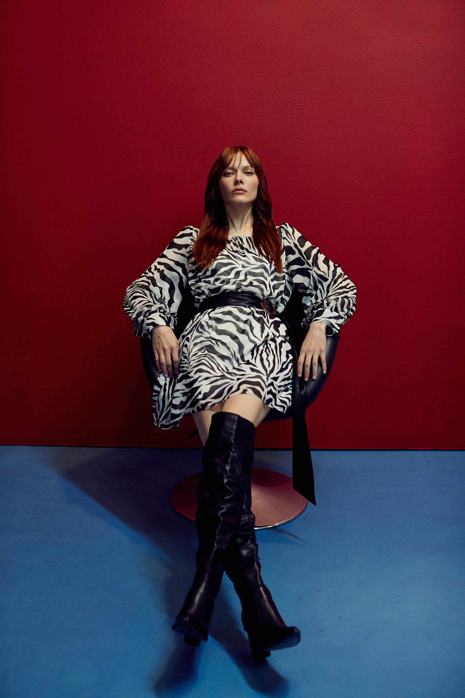 Zebra Print Chiffon DressChiffon dress with zebra print,Chiffon dresses,Season (AW) Look,Thin straps,Belts,Long sleeve dresses,Chiffon,Chiffon dresses