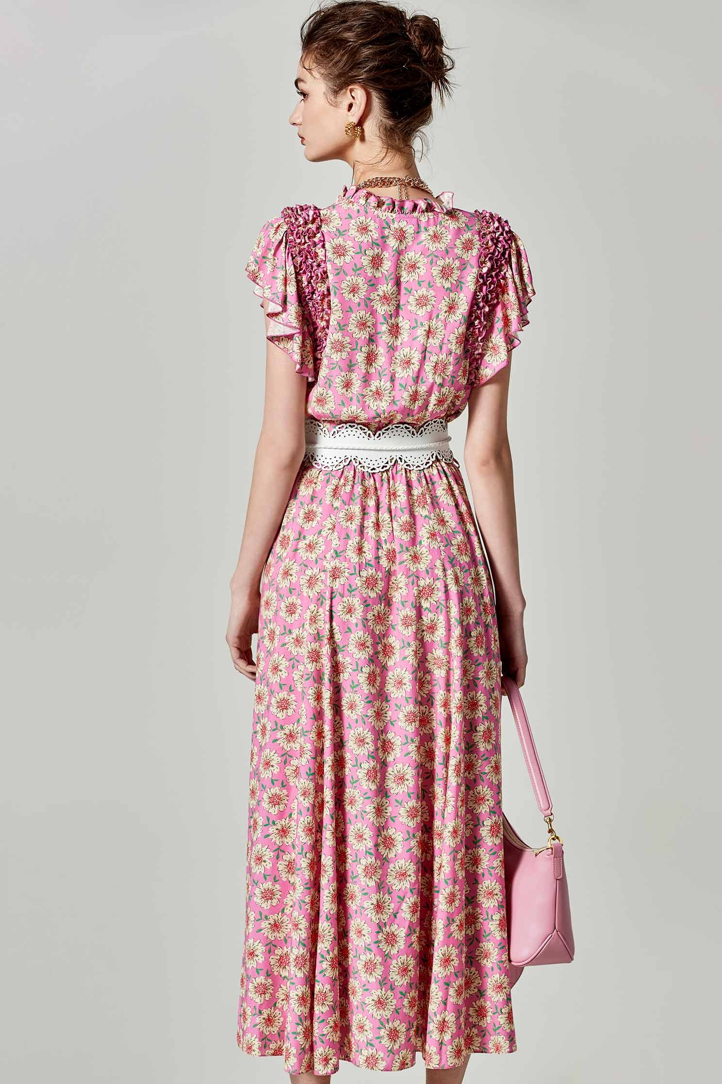 Floral Print With Flutter Sleeve Maxi DressFloral Print With Flutter Sleeve Maxi Dress,Dresses,Season (SS) Look,Maxi dresses