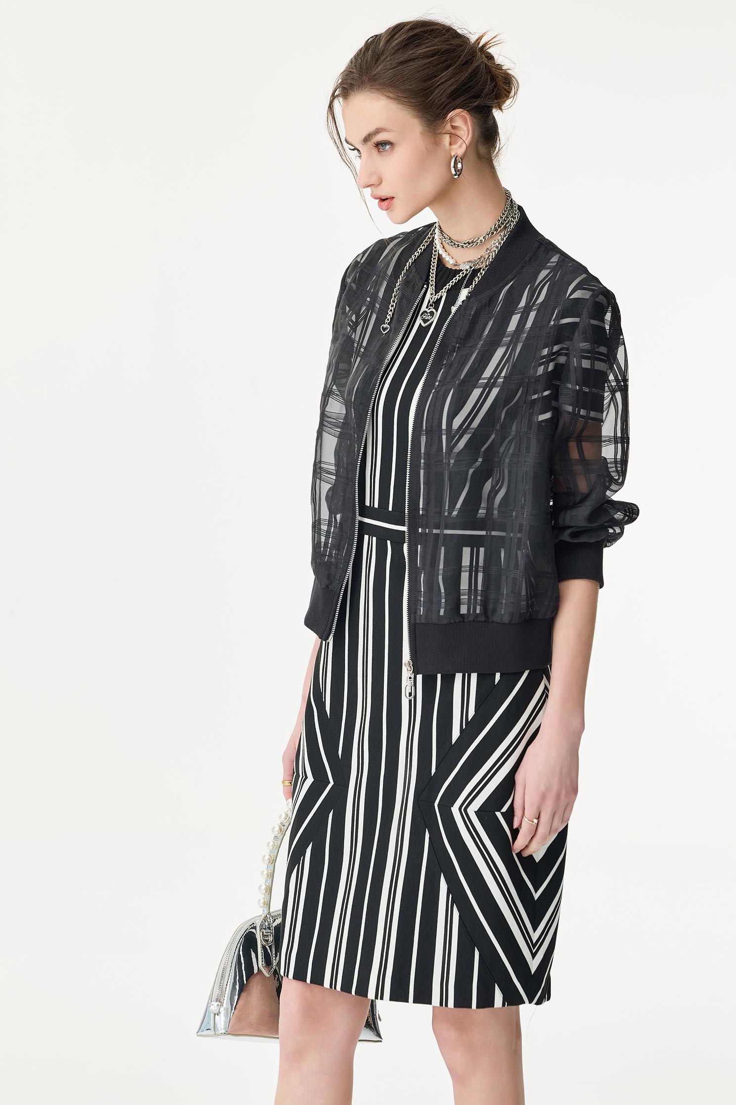 Black White Stripe Contrast Short Sleeve DressBlack White Stripe Contrast Short Sleeve Dress,Dresses,Season (SS) Look,Stripe