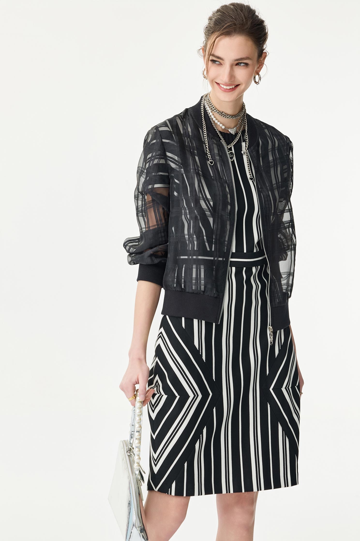 Black White Stripe Contrast Short Sleeve DressBlack White Stripe Contrast Short Sleeve Dress,Dresses,Season (SS) Look,Stripe