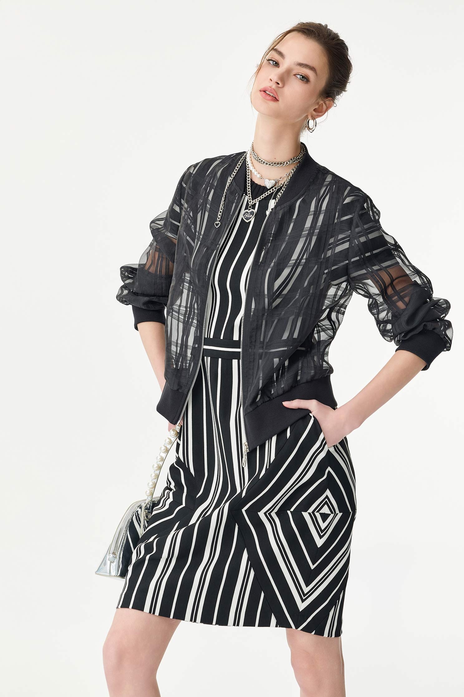 Black White Stripe Contrast Short Sleeve DressBlack White Stripe Contrast Short Sleeve Dress,Dresses,Season (SS) Look,Stripe