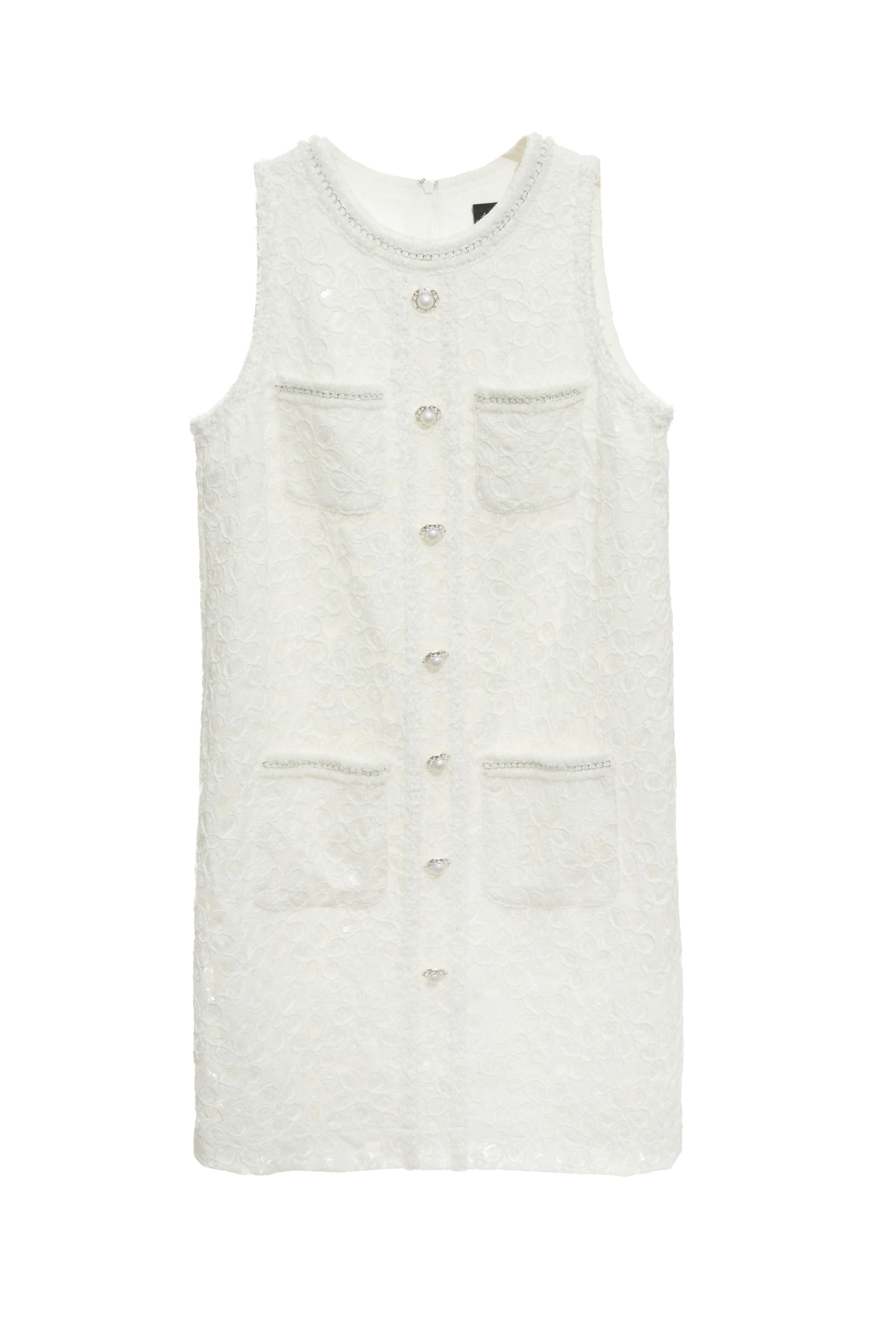 Lace Sleeveless Short DressLace Sleeveless Short Dress,Dresses,Season (SS) Look,pearl,Lace