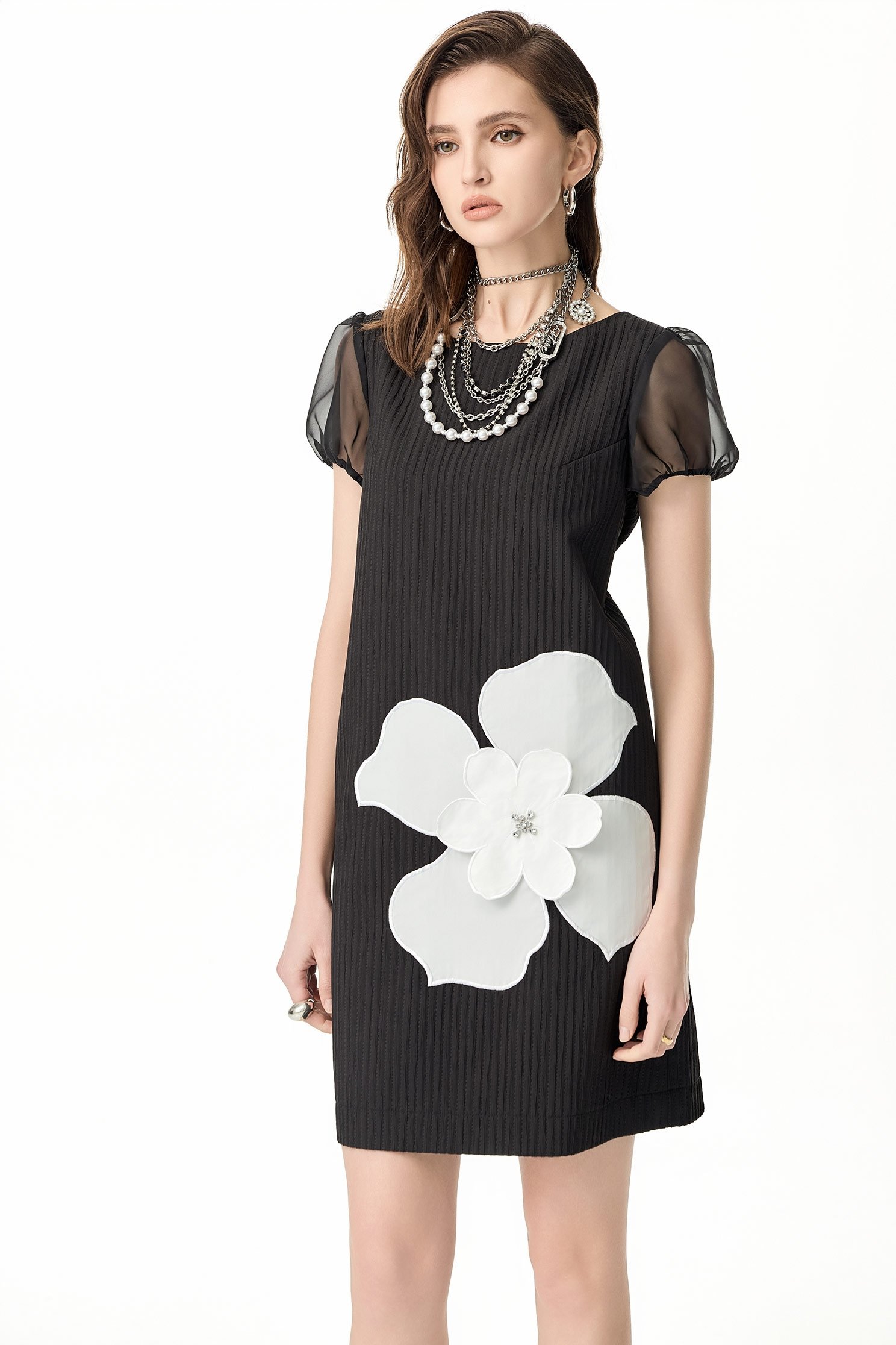 Contrast Floral Detail Short DressContrast Floral Detail Short Dress,Dresses,Season (SS) Look,blossoms