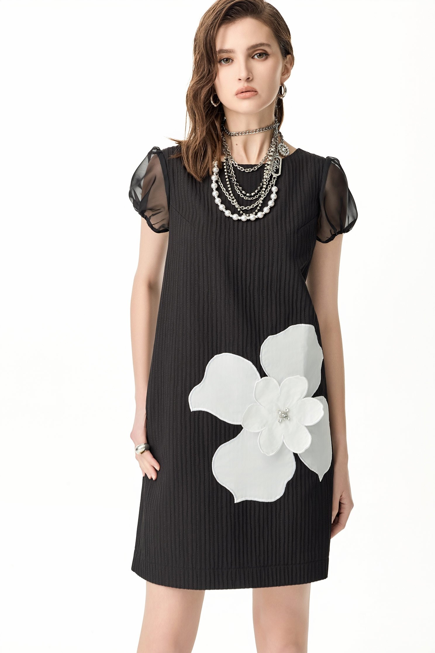 Contrast Floral Detail Short DressContrast Floral Detail Short Dress,Dresses,Season (SS) Look,blossoms