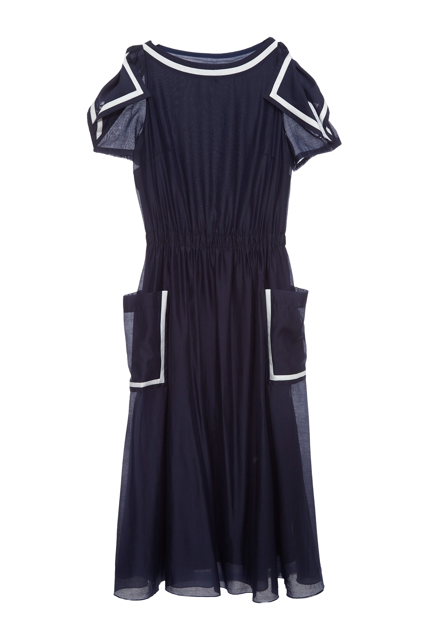Contrst Trim Midnight Blue Midi DressContrst Trim Midnight Blue Midi Dress,Dresses,Season (SS) Look