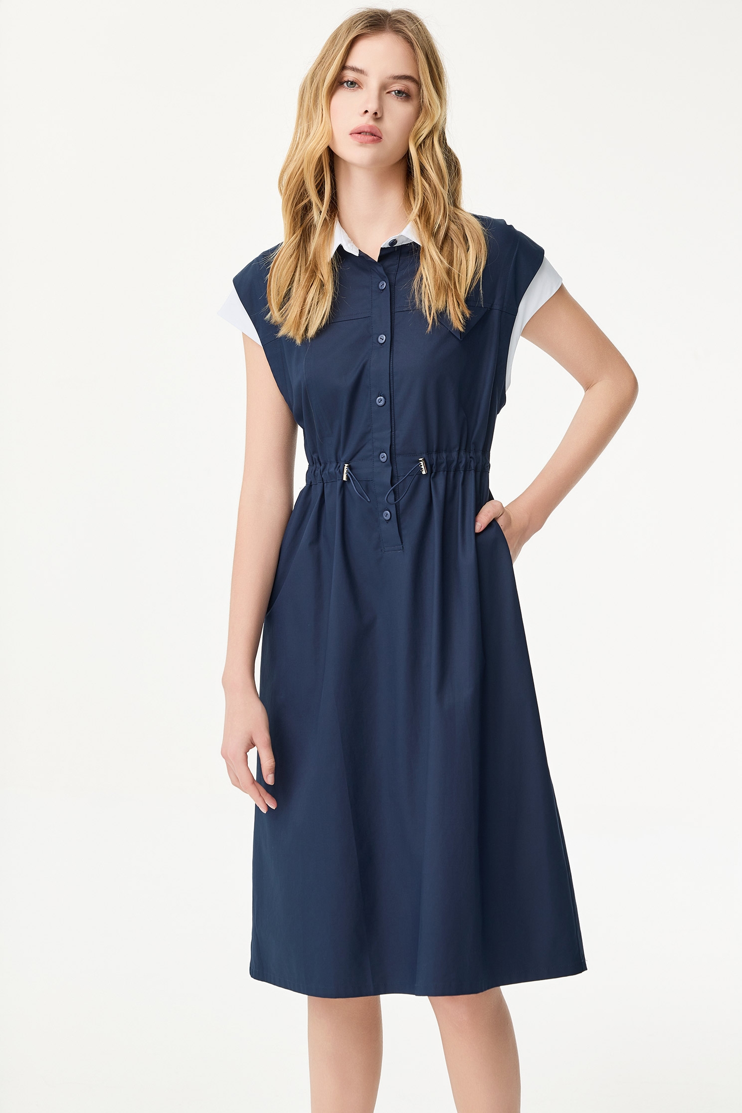 Drawstring Waist Shirt DressDrawstring Waist Shirt Dress,Dresses,Shirt dresses,Season (SS) Look,Blouses