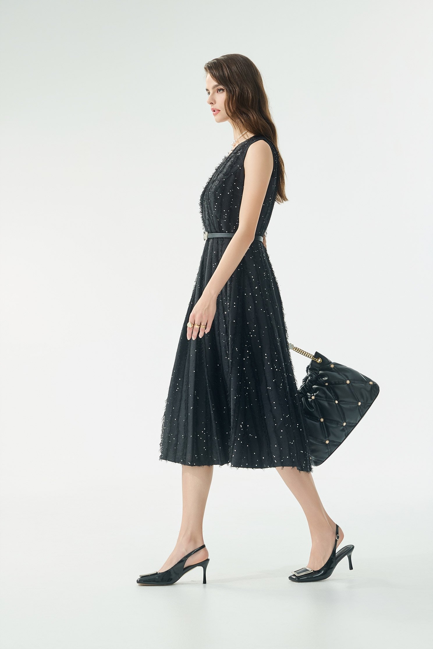 V-neck Sequin Sleeveless DressV-neck Sequin Sleeveless Dress,Dresses,Season (SS) Look,Black dresses