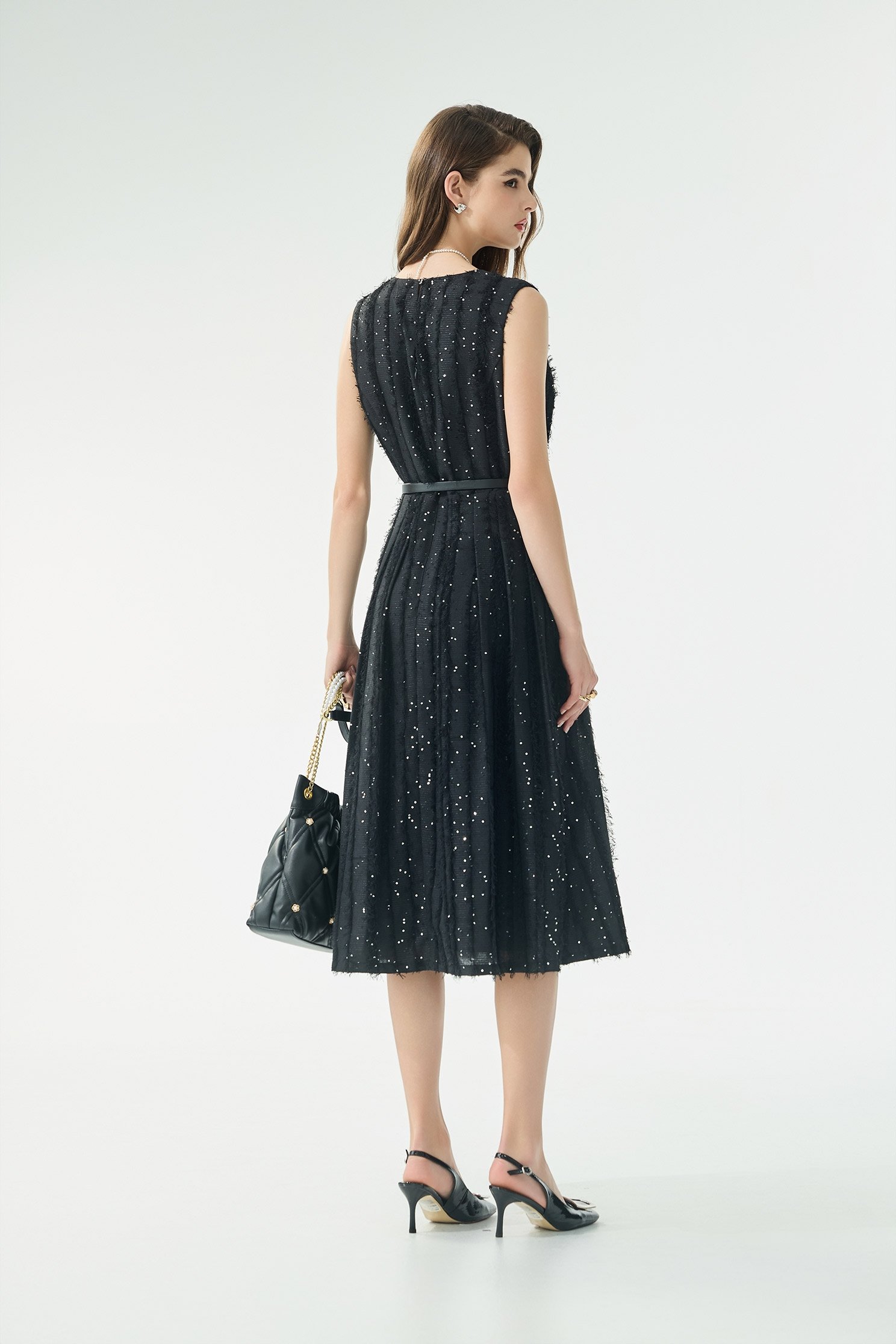 V-neck Sequin Sleeveless DressV-neck Sequin Sleeveless Dress,Dresses,Season (SS) Look,Black dresses