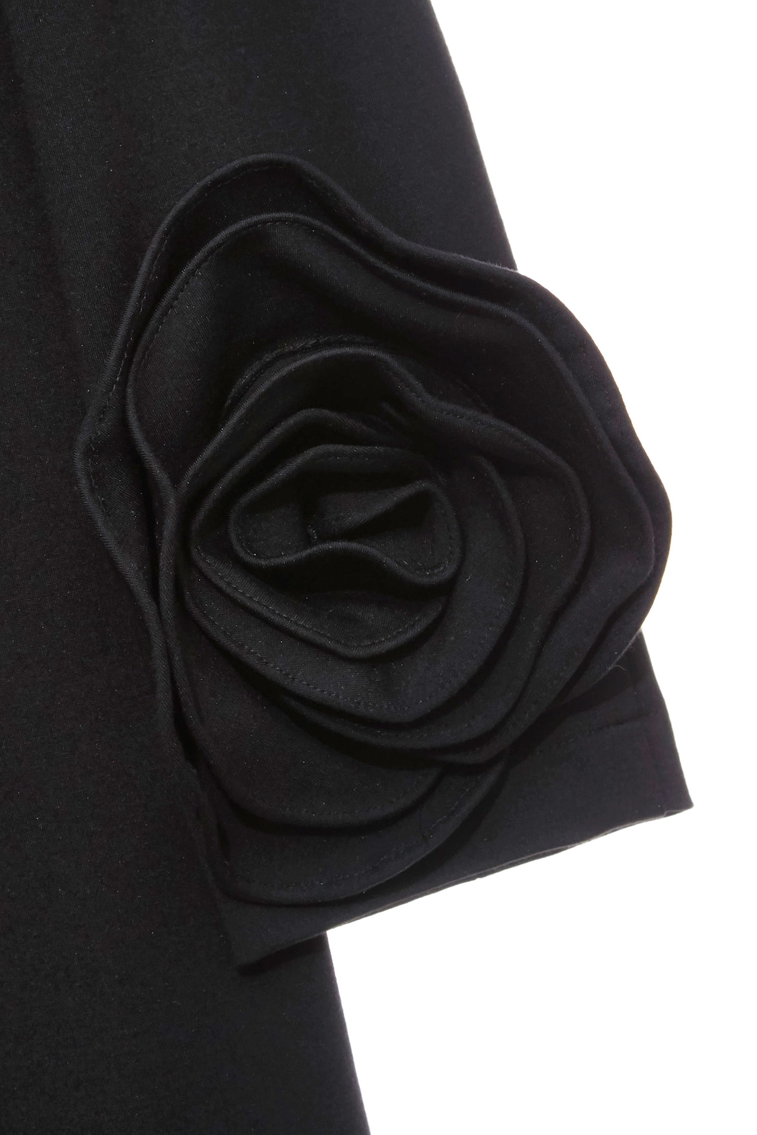 3-D Floral Sleeve Cuff Detail Shift Dress3-D Floral Sleeve Cuff Detail Shift Dress,Dresses,Season (SS) Look,simple outfits,Black dresses