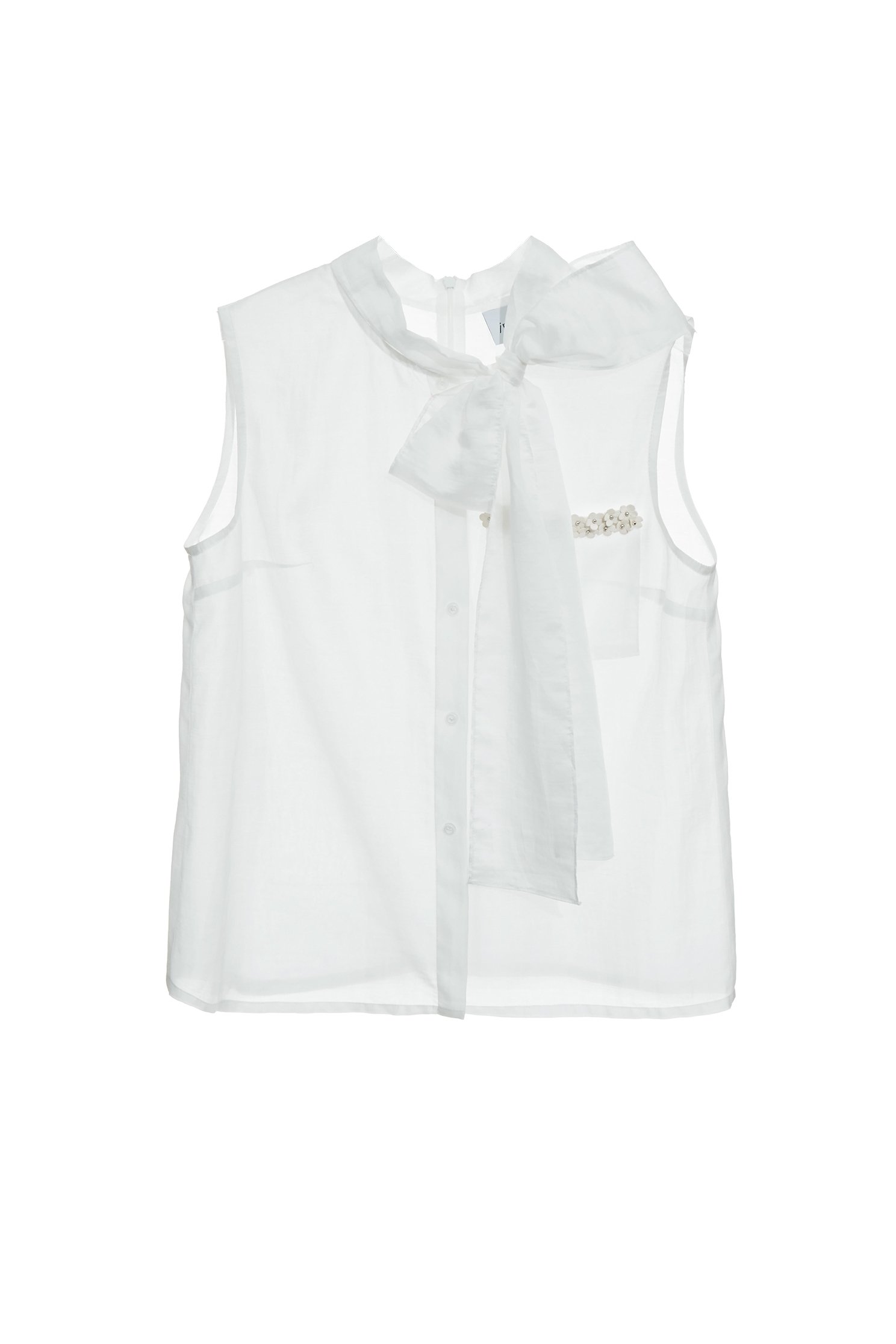 Bow Collar Detail White VestBow Collar Detail White Vest,sleeveless tops,Tops,Season (SS) Look,White tops,sleeveless tops,bows