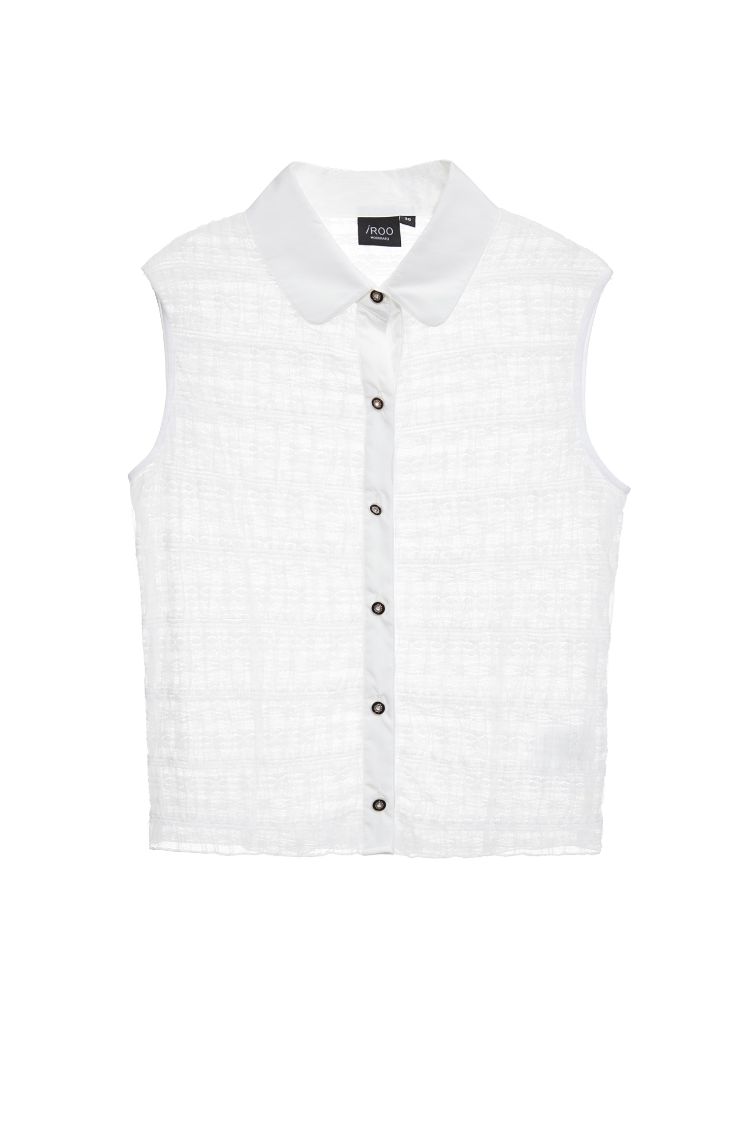 Button Front Floral Detail Mesh VestButton Front Floral Detail Mesh Vest,sleeveless tops,Season (SS) Look,White tops,sleeveless tops