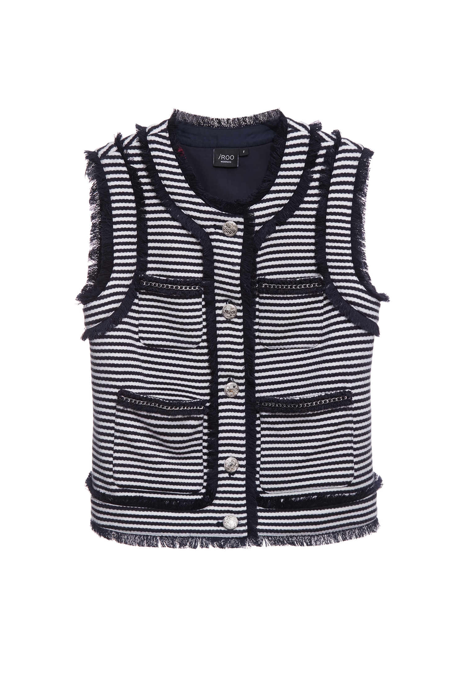 Contrast Trim Detail Stripe VestContrast Trim Detail Stripe Vest,Jackets,sleeveless tops,Outerwear,Season (SS) Look,Stripe,sleeveless tops