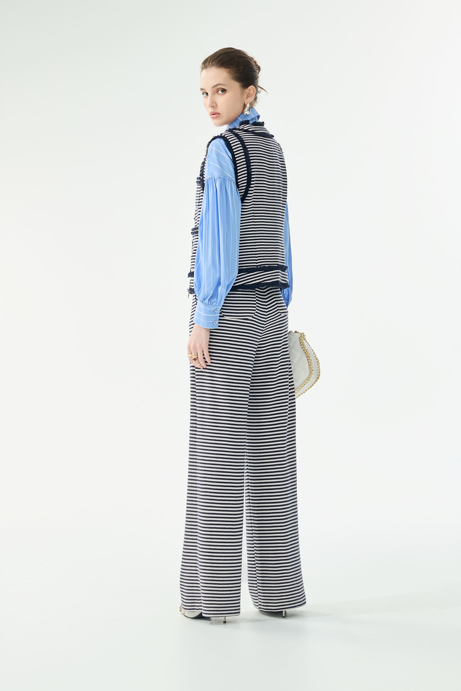Contrast Trim Detail Stripe VestContrast Trim Detail Stripe Vest,Jackets,sleeveless tops,Outerwear,Season (SS) Look,Stripe,sleeveless tops