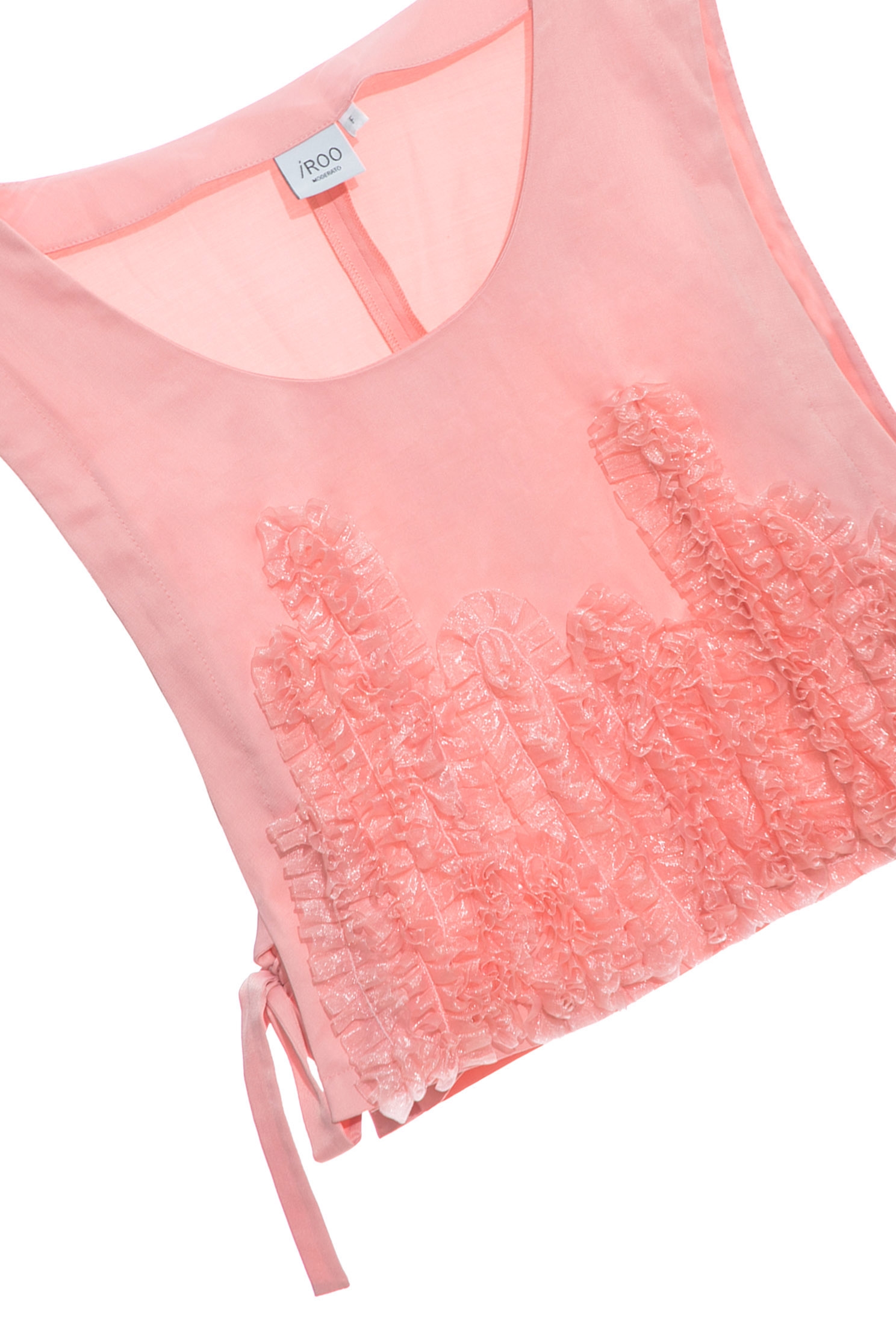 Front Pleated Ruffle Detail VestFront Pleated Ruffle Detail Vest,sleeveless tops,Tops,Season (AW) Look,Mesh fabric,sleeveless tops,bows