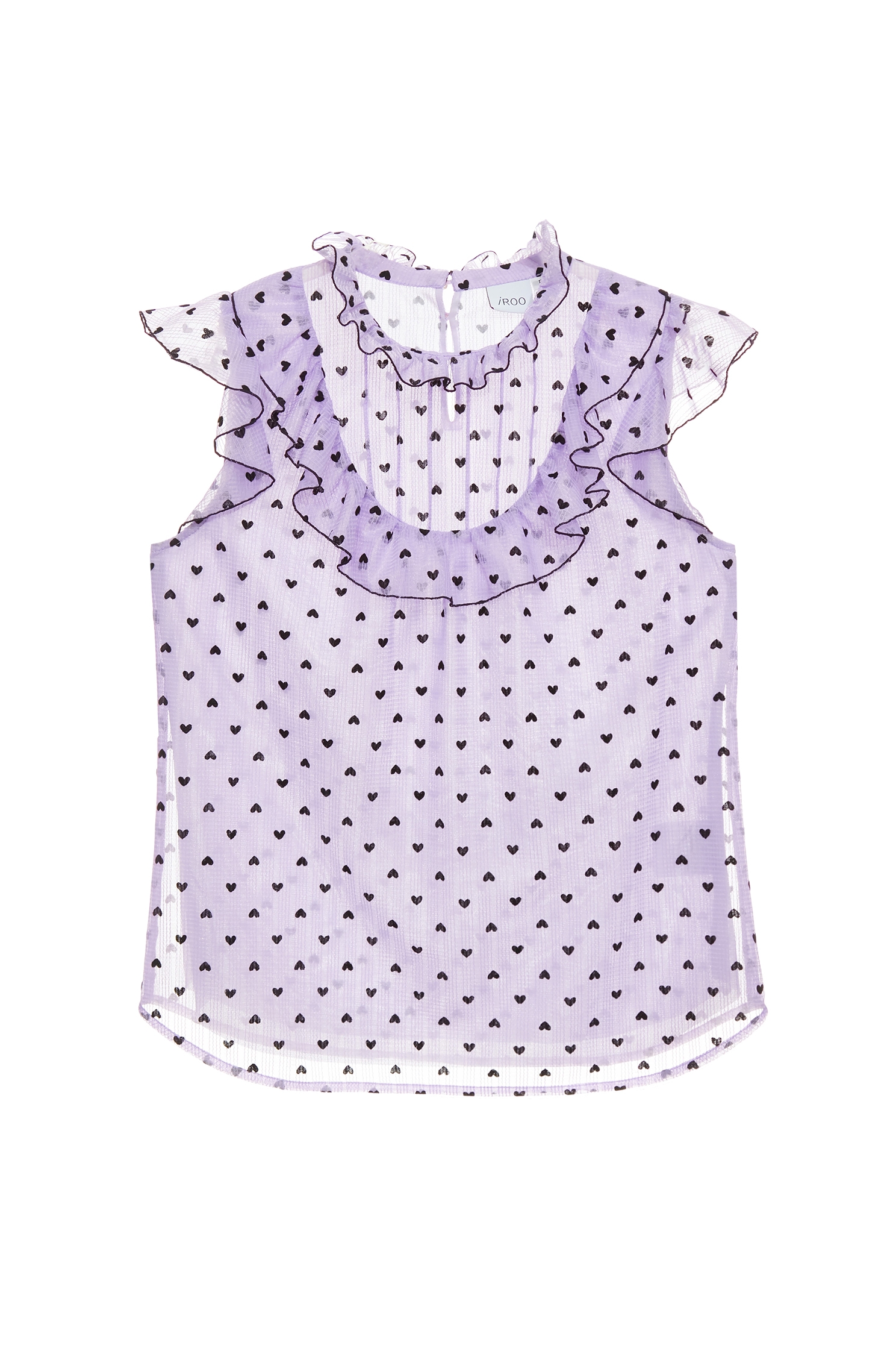 Heart Print Ruffle Detail VestHeart Print Ruffle Detail Vest,sleeveless tops,Tops,Season (SS) Look,co-ord sets,Valentine,sleeveless tops