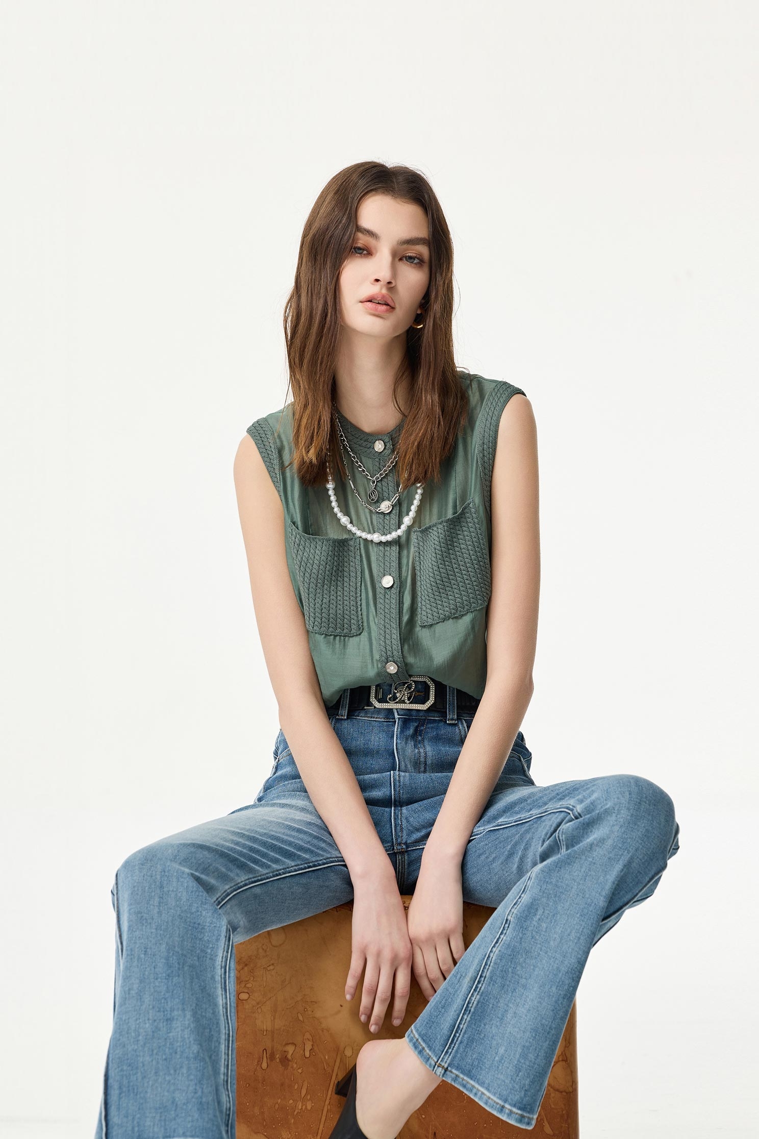 Button Front Rib Trim Detail VestButton Front Rib Trim Detail Vest,sleeveless tops,Season (SS) Look,Valentine,sleeveless tops,upperclass,Urban Fashion,Knitted,Knitted tops