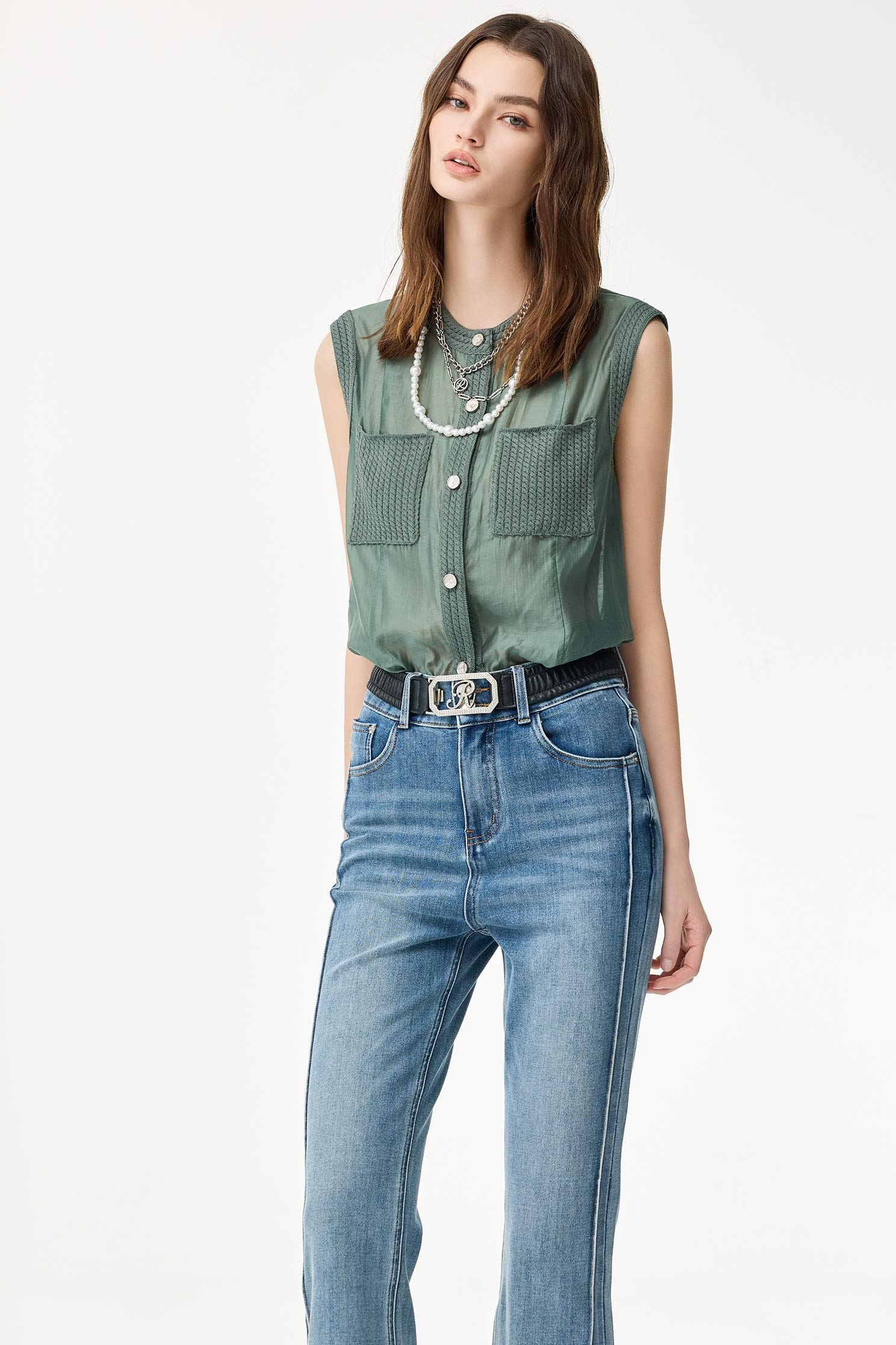 Button Front Rib Trim Detail VestButton Front Rib Trim Detail Vest,sleeveless tops,Season (SS) Look,Valentine,sleeveless tops,upperclass,Urban Fashion,Knitted,Knitted tops