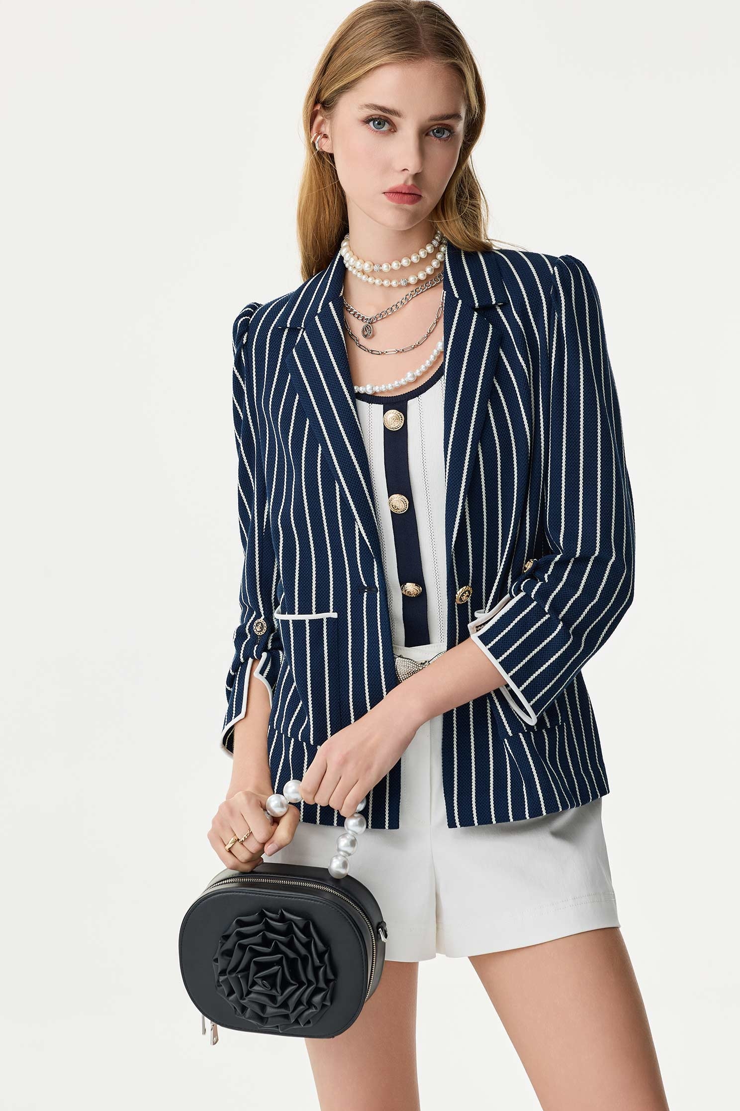 Contrast Navy Trim Knit VestContrast Navy Trim Knit Vest,sleeveless tops,Office Looks,Tops,Season (SS) Look,Stripe,sleeveless tops,White tops,Valentine,sleeveless tops,Knitted,Knitted tops