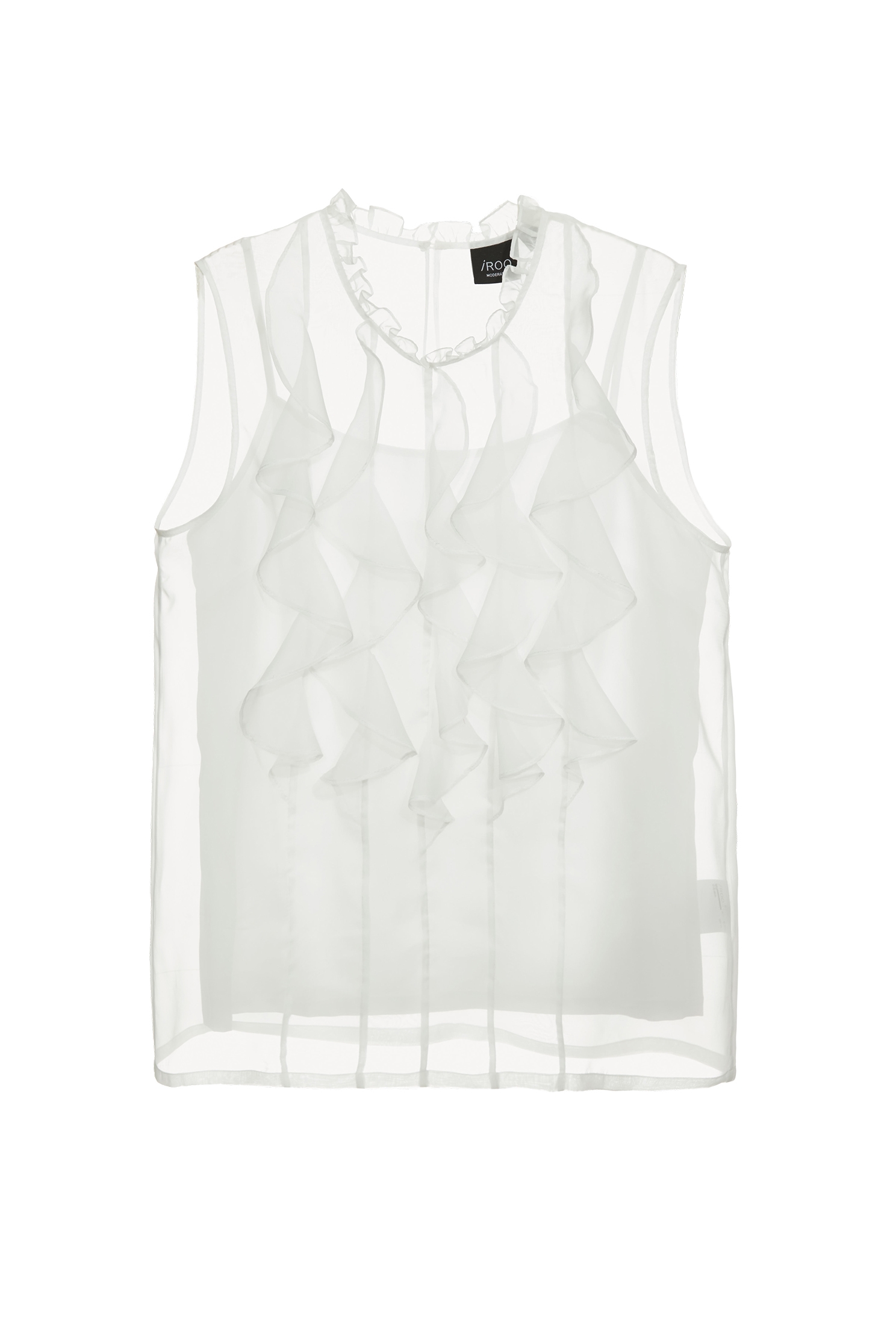 Front Ruffle Organza VestFront Ruffle Organza Vest,sleeveless tops,Under shirts,Season (SS) Look,White tops,sleeveless tops