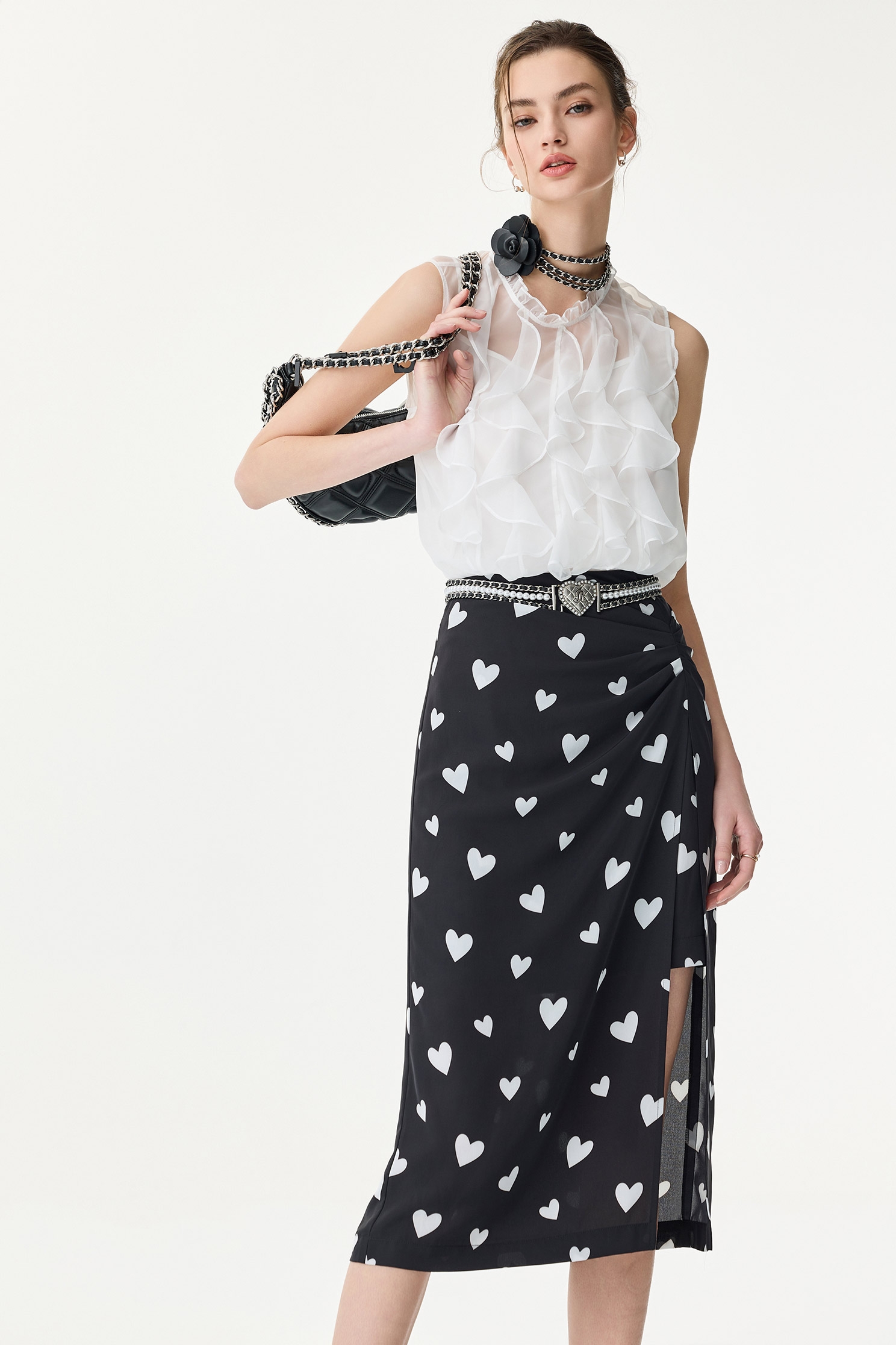 Front Ruffle Organza VestFront Ruffle Organza Vest,sleeveless tops,Under shirts,Season (SS) Look,White tops,sleeveless tops