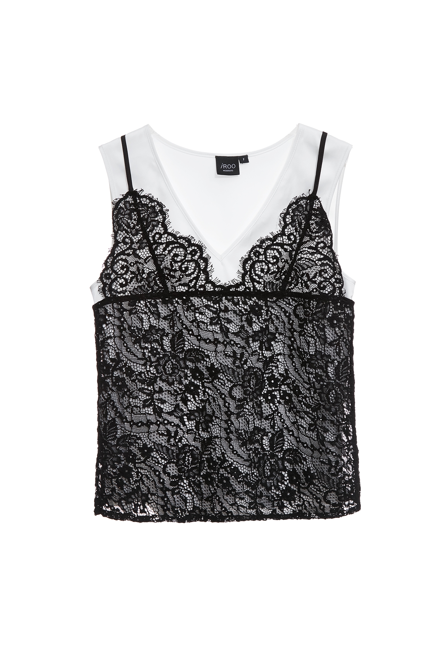 V-neck Lace Detail VestV-neck Lace Detail Vest,sleeveless tops,Season (SS) Look,White tops,sleeveless tops,Lace,Black tops