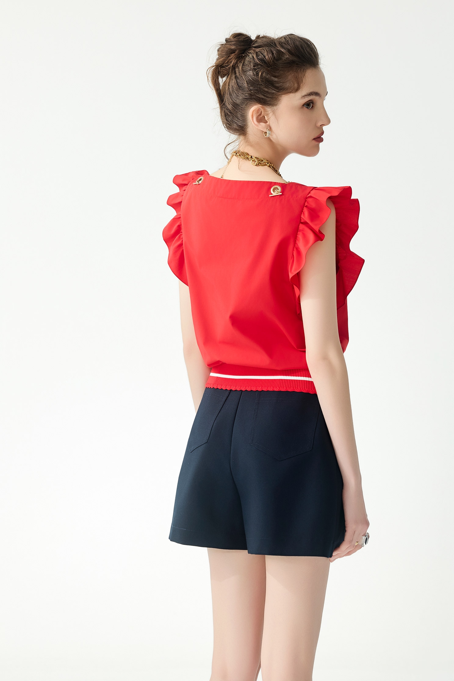 Square Neckline Ruffle Detail VestSquare Neckline Ruffle Detail Vest,sleeveless tops,Tops,Season (SS) Look,sleeveless tops