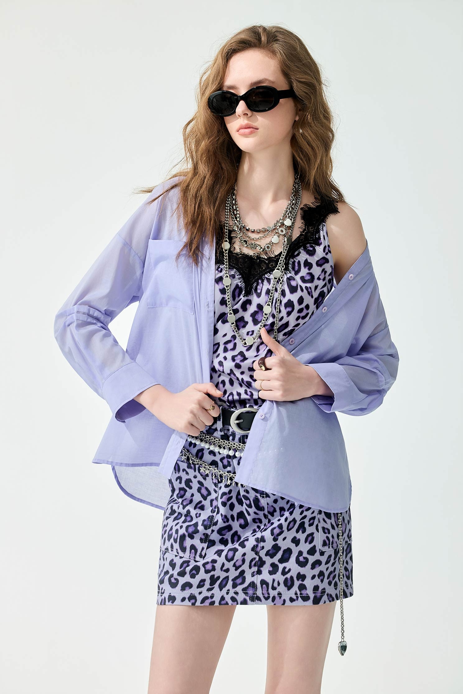 Leopard Print Purple Lace Trim VestLeopard Print Purple Lace Trim Vest,sleeveless tops,Season (SS) Look,sleeveless tops,Lace,Chiffon