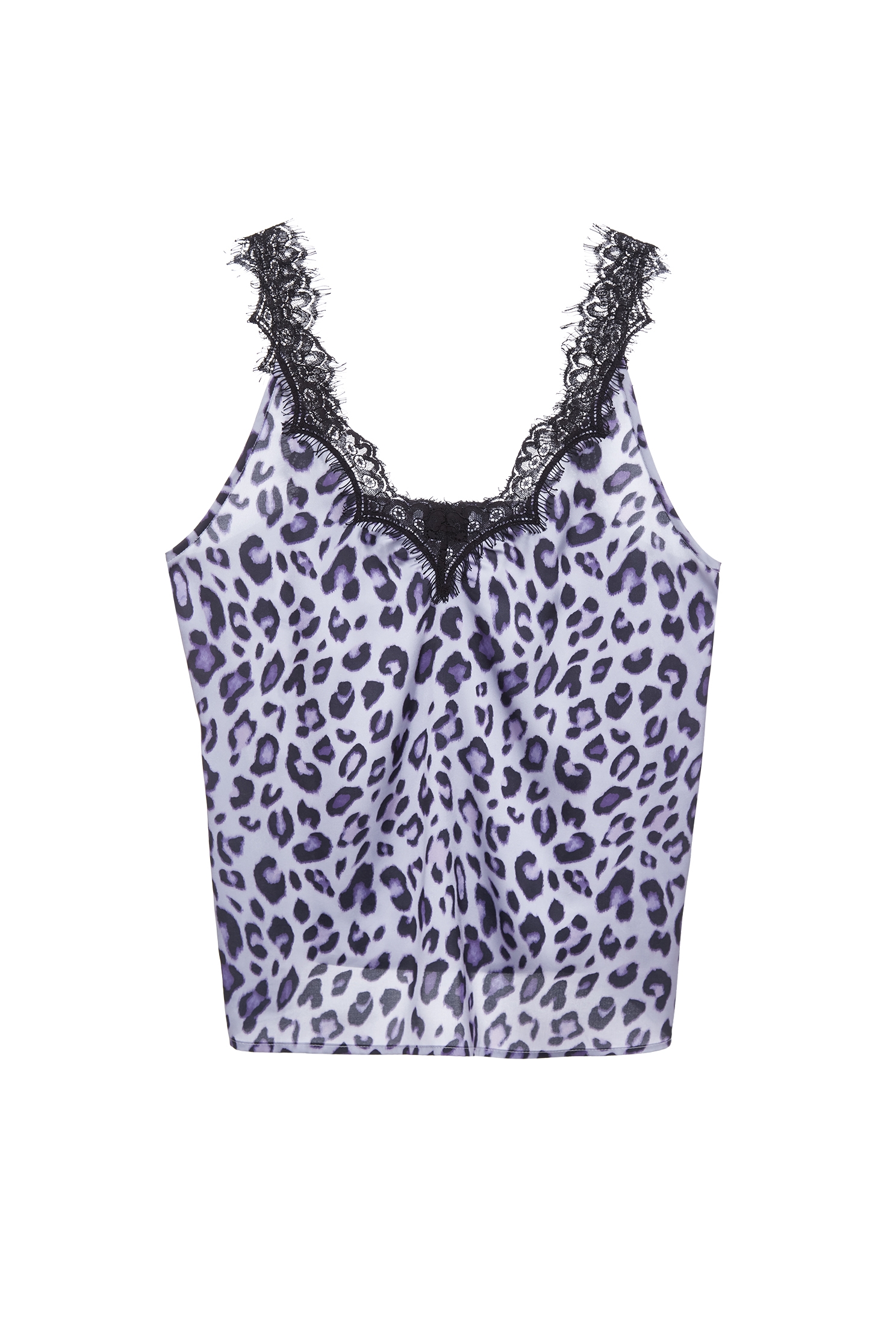 Leopard Print Purple Lace Trim VestLeopard Print Purple Lace Trim Vest,sleeveless tops,Season (SS) Look,sleeveless tops,Lace,Chiffon