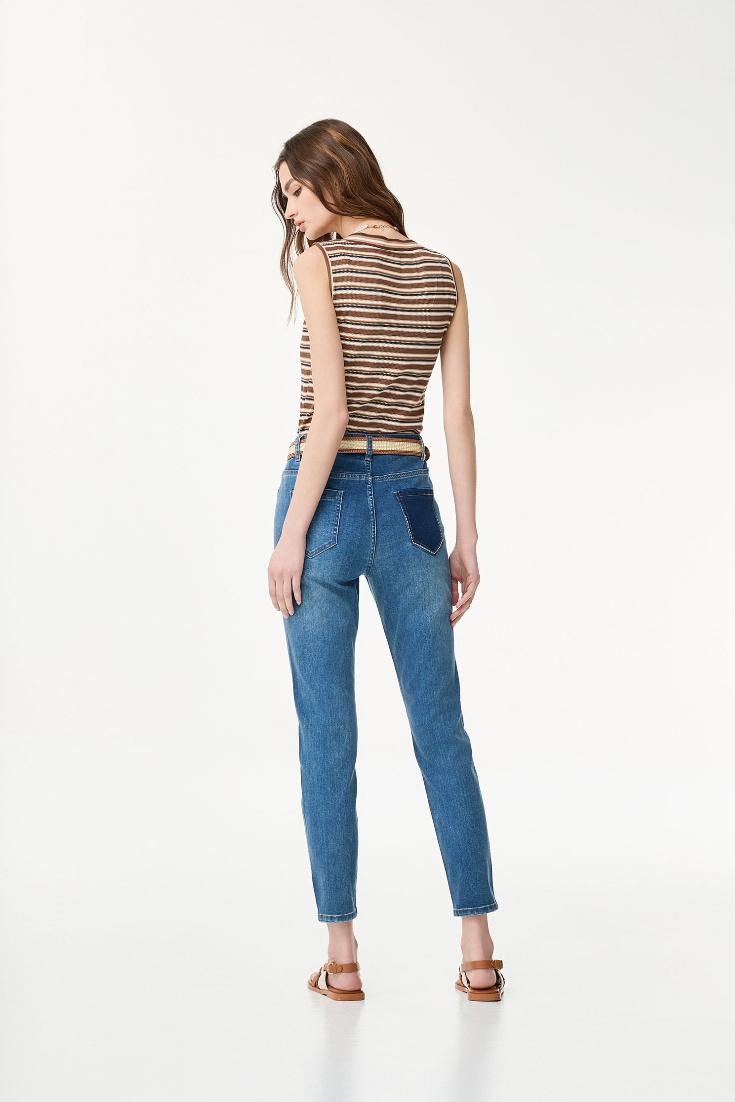 Brown Stripe Tank TopBrown Stripe Tank Top,sleeveless tops,Stripe,Season (AW) Look,Embroidered,sleeveless tops