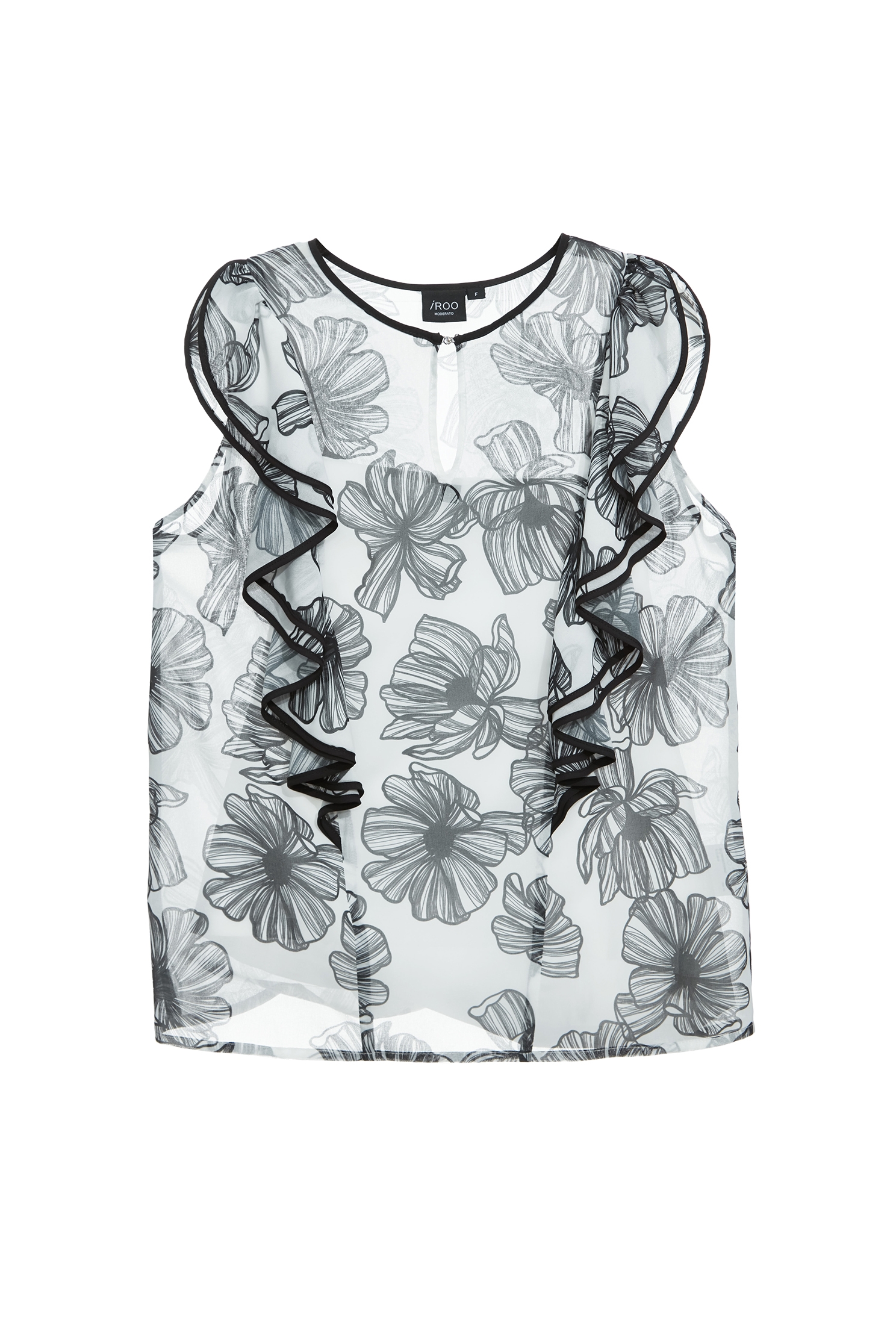 Printed Floral Chiffon Vest,sleeveless tops,Season (SS) Look,Back To Classic,blossoms,Back To B/W