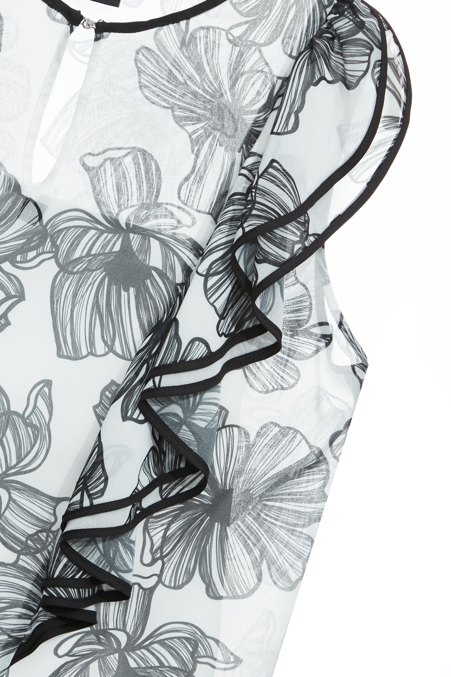 Printed Floral Chiffon Vest,sleeveless tops,Season (SS) Look,Back To Classic,blossoms,Back To B/W