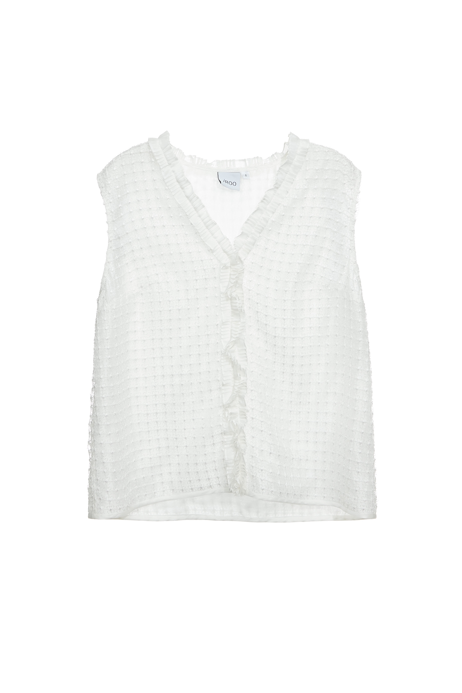 Pleated Ruffle Detail Lace VestPleated Ruffle Detail Lace Vest,sleeveless tops,Tops,Season (SS) Look,White tops,sleeveless tops,Lace,Urban Fashion