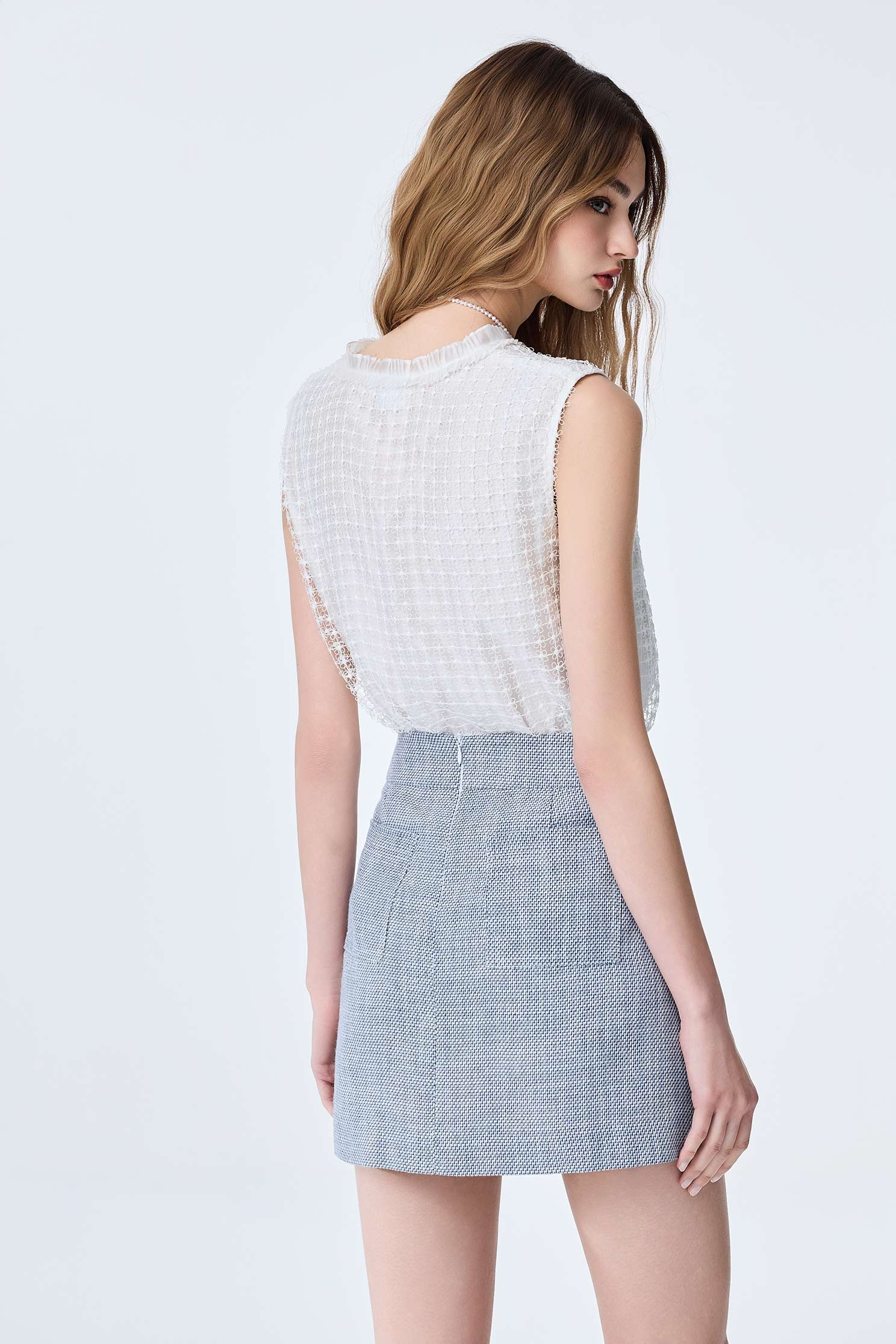Pleated Ruffle Detail Lace VestPleated Ruffle Detail Lace Vest,sleeveless tops,Tops,Season (SS) Look,White tops,sleeveless tops,Lace,Urban Fashion