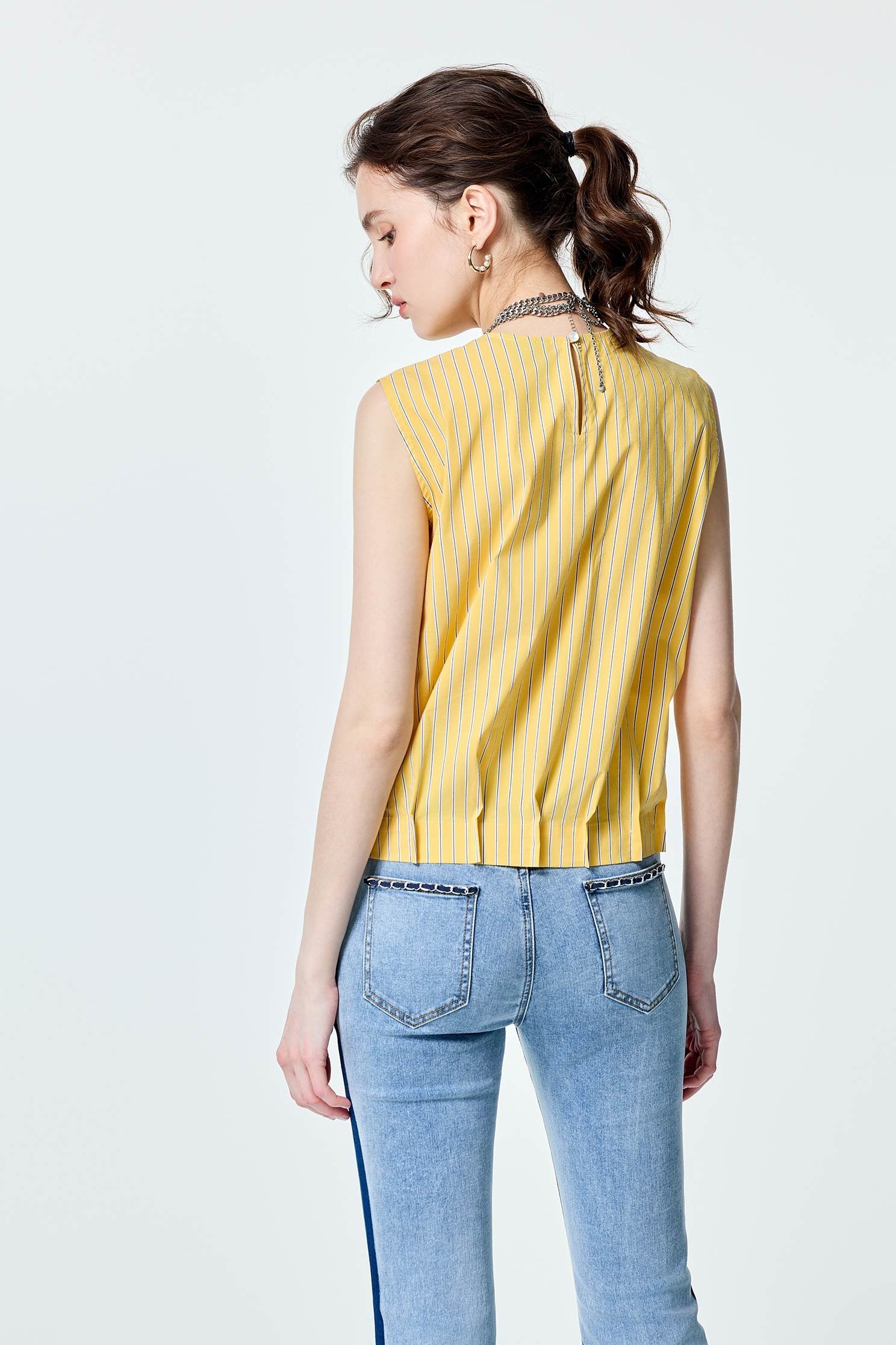 Pin Tuck Detail Stripe VestPin Tuck Detail Stripe Vest,sleeveless tops,Season (SS) Look,sleeveless tops,Urban Fashion,Accessories