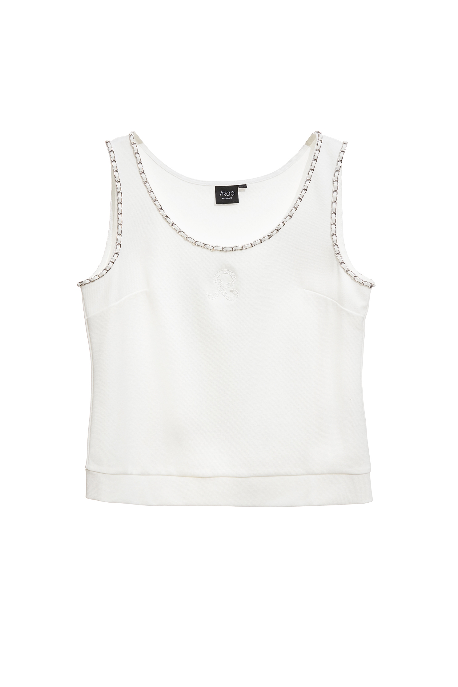 Chain Accessory Trim Detail Tank TopChain Accessory Trim Detail Tank Top,sleeveless tops,Season (SS) Look,White tops,Embroidered,sleeveless tops,Urban Fashion