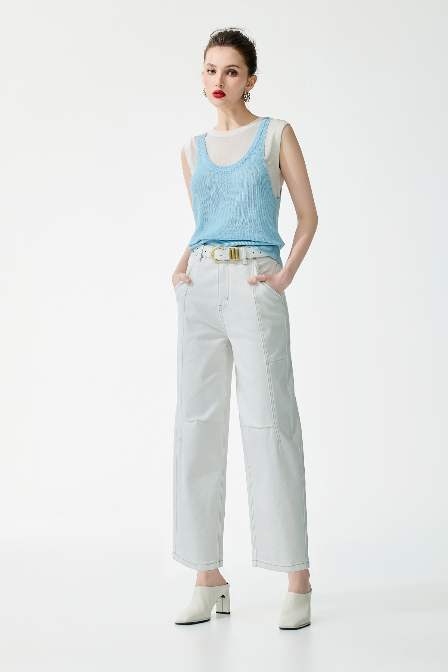 Two Piece Casual Knit Vest,sleeveless tops,Tops,Season (SS) Look,sleeveless tops,Knitted,Knitted tops