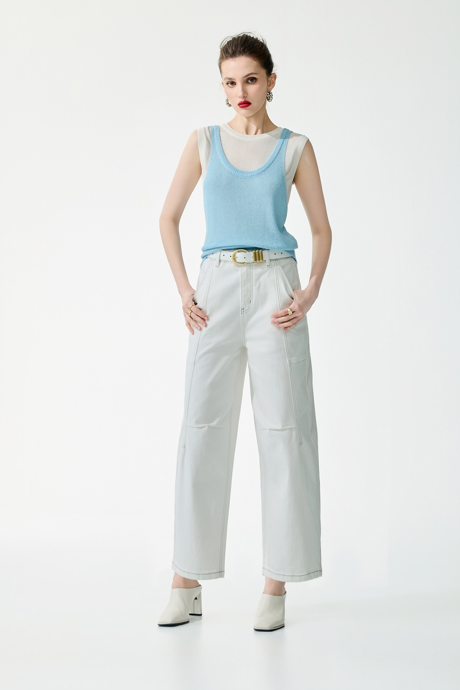 Two Piece Casual Knit Vest,sleeveless tops,Tops,Season (SS) Look,sleeveless tops,Knitted,Knitted tops