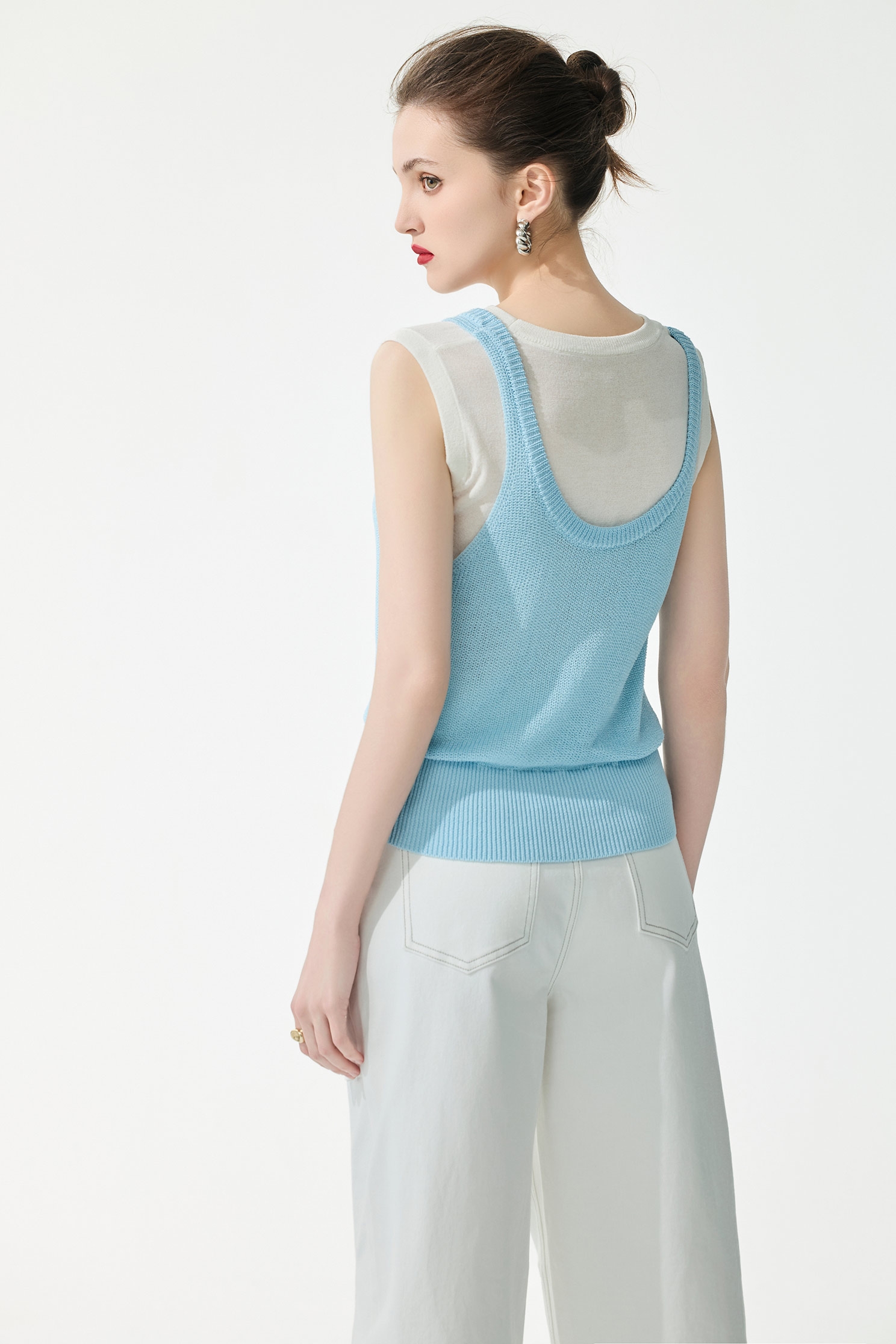Two Piece Casual Knit Vest,sleeveless tops,Tops,Season (SS) Look,sleeveless tops,Knitted,Knitted tops