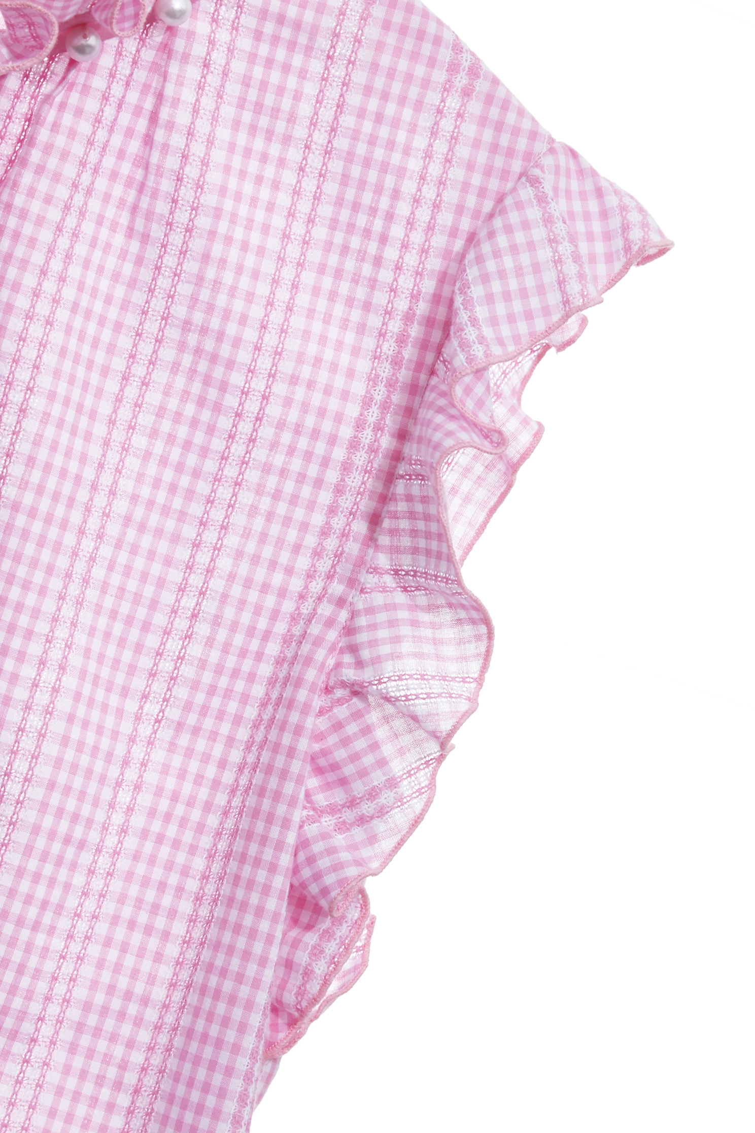 Ruffle Paid VestRuffle Paid Vest,sleeveless tops,Tops,Season (SS) Look,Plaid,pearl,sleeveless tops,Lace